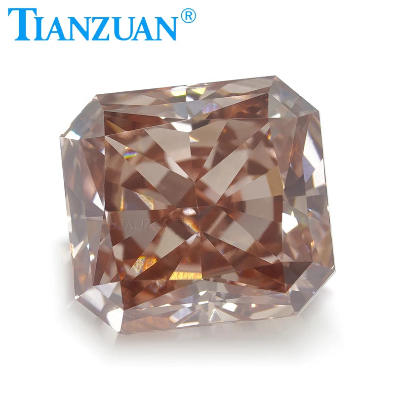 1.248CT Lab Grown CVD Radiant Cut Pinkish Brown Diamond - VVS1 Clarity, 2EX Cut, GEMID Certified Loose Gemstone for Engagement Rings & Jewelry Making