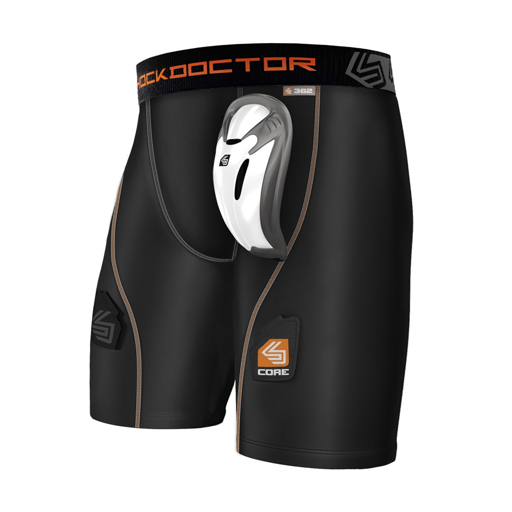 Shock Doctor #362 Core Youth Compression Hockey Shorts with BioFlex Cup - Protective & Comfortable Hockey Underwear for Kids - Perfect for Ice Hockey, Field Hockey & Sports Training