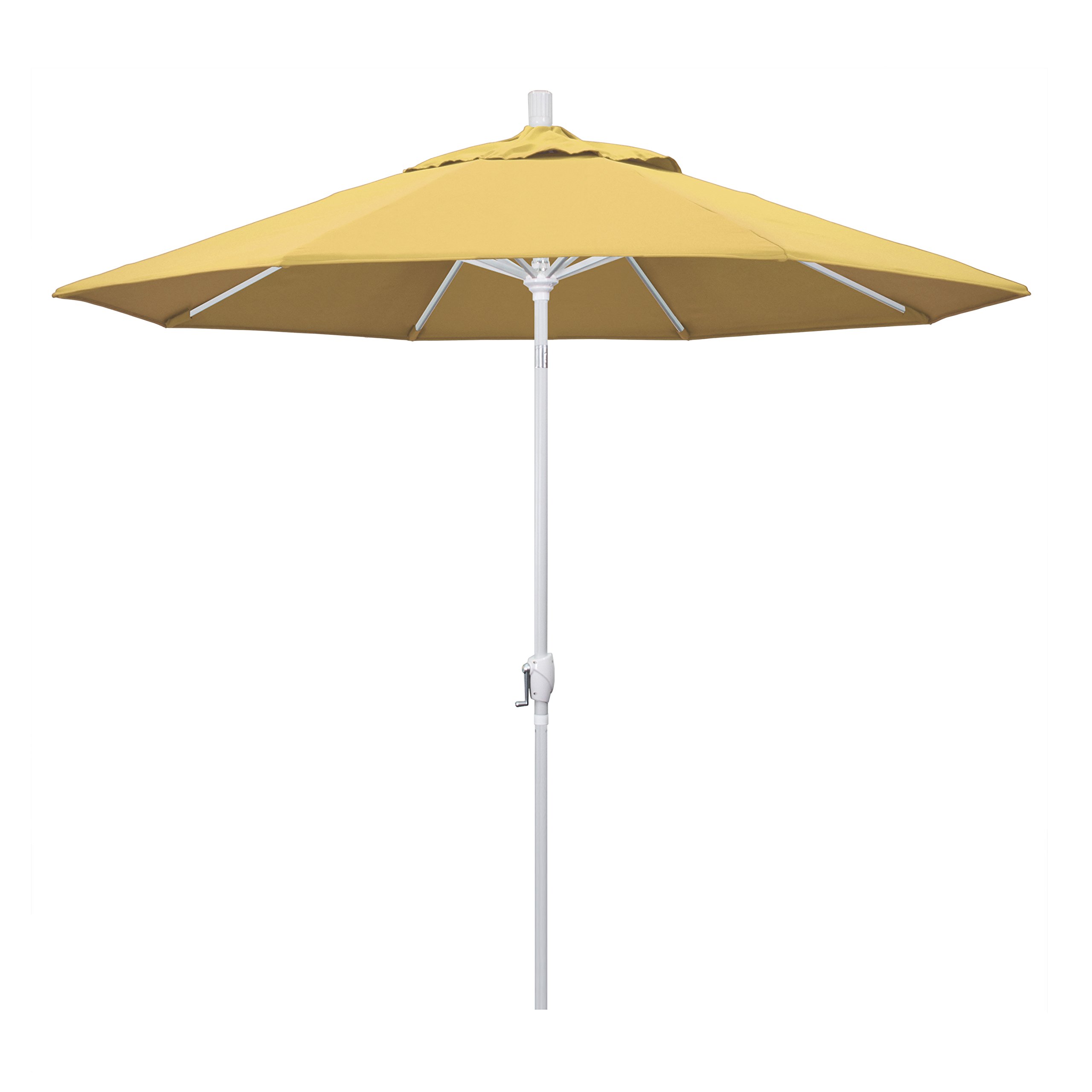 9' Round Aluminum Market Umbrella with Crank Lift & Tilt - White Pole & Wheat Canopy for Patio & Outdoor Dining