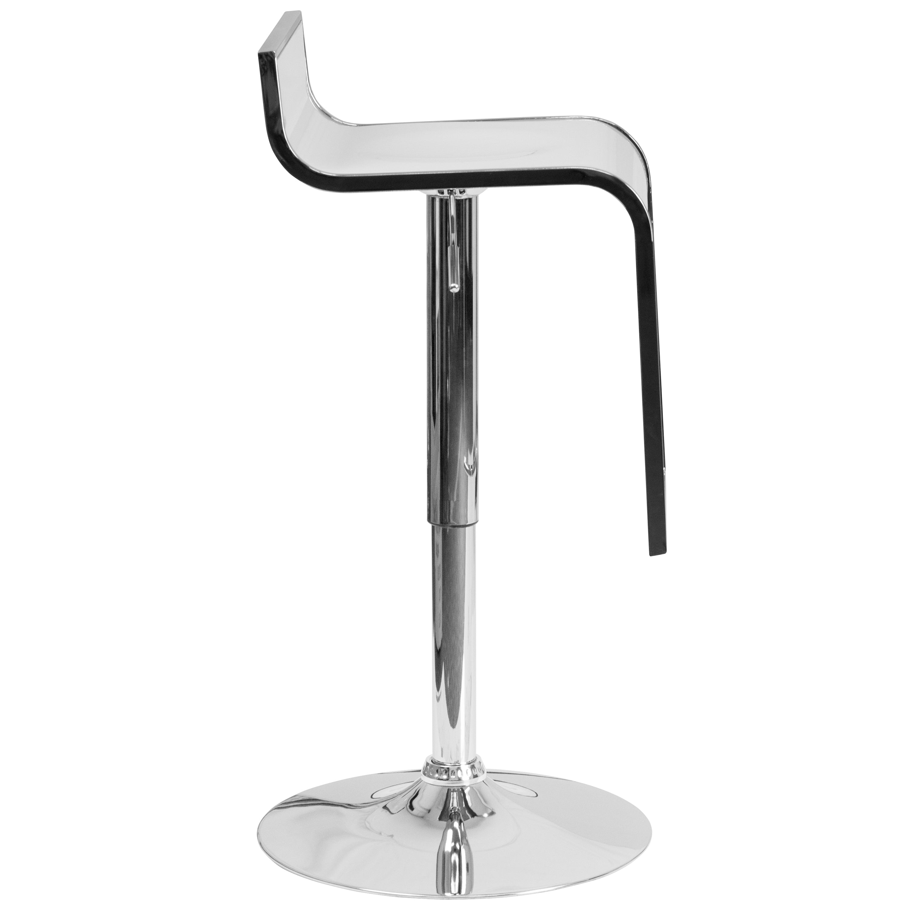 FLASH Contemporary White Plastic Adjustable Height Bar Stool with Chrome Drop Frame - Perfect for Kitchen Island, Breakfast Nook & Home Bar Decor