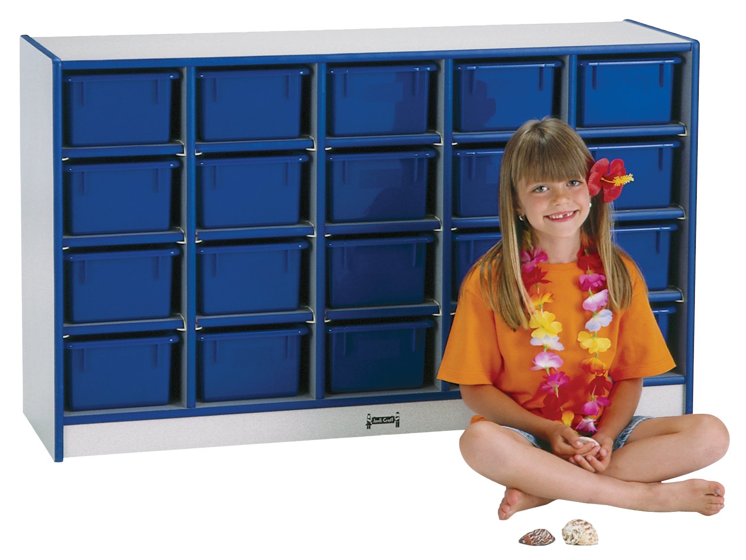 Jonti-Craft Rainbow Accents 0421JCWW003 20 Cubbie-Tray Mobile Storage Unit with Bins - Blue | Classroom Organization, Kids Toy Storage, Daycare Supplies, Preschool Furniture