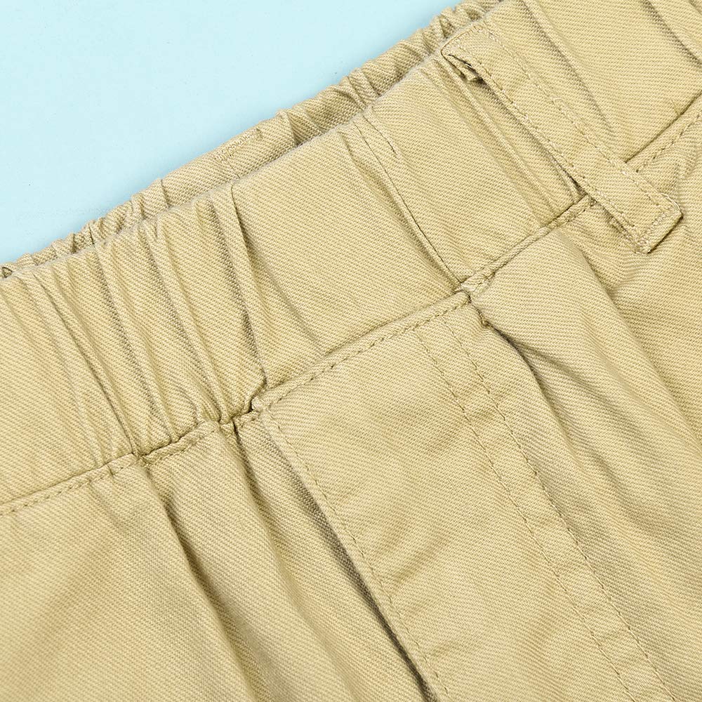 Mesinsefra Boys' & Men's Stretch Cargo Shorts with Elastic Waistband & Multiple Pockets - Comfortable Casual Summer Shorts for Outdoor Activities, Travel, and Everyday Wear