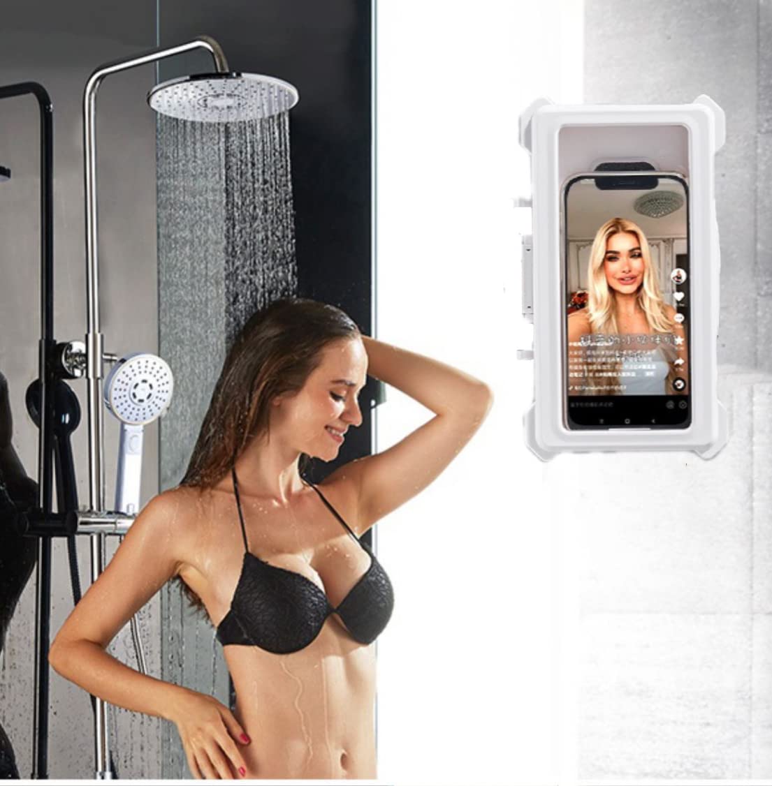 Waterproof Shower Phone Holder with 360° Rotation - Anti-Fog Touch Screen Wall Mount for iPhone & Android (4.7