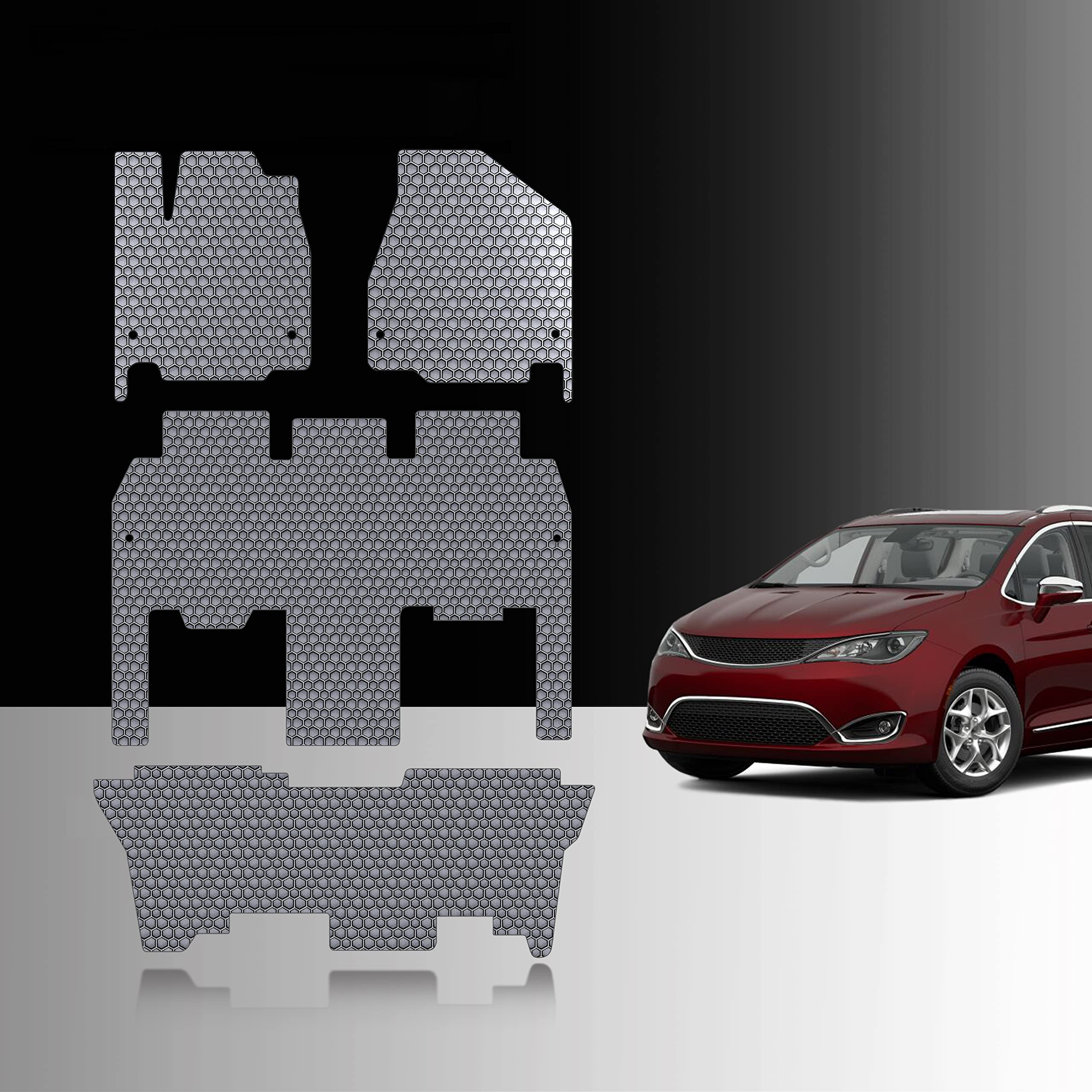 TOUGHPRO All Weather Heavy Duty Rubber Floor Mats Set for Chrysler Pacifica Hybrid 2017-2020 - 3rd Row Compatible, Gray - Perfect for Winter Snow, Mud & Rain Protection