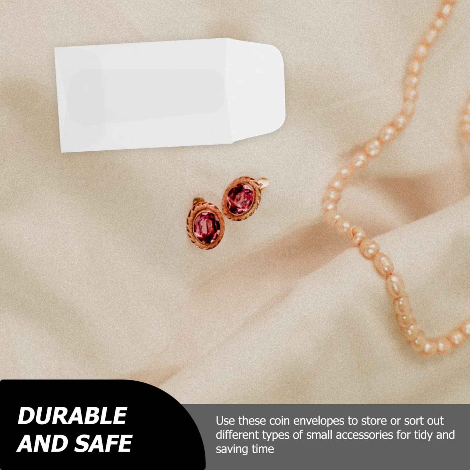 Premium 3x5cm White Parchment Business Envelopes - 50pcs Small Coin & Jewelry Storage Pouches for Stamps, Parts, Mini Items | Perfect for Office, Crafting & Organizing Supplies