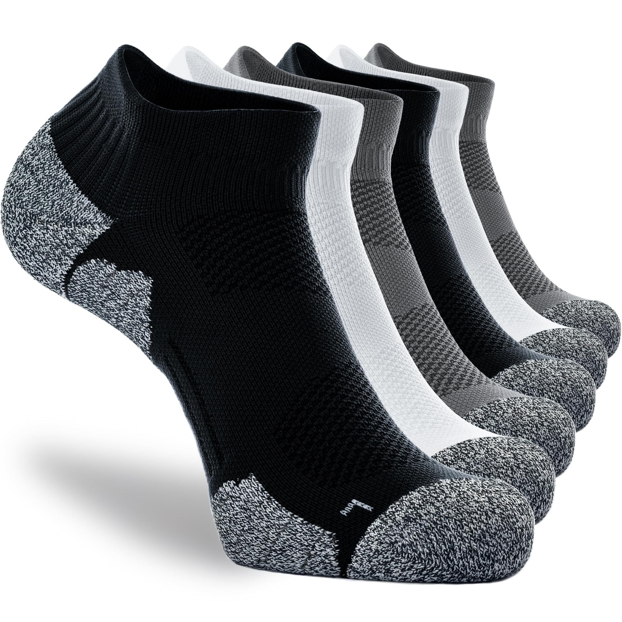 CWVLC Unisex Cushioned Compression Athletic Ankle Socks 6-Pack - Breathable Workout Socks for Running, Gym & Sports - Moisture Wicking & Arch Support for Men & Women