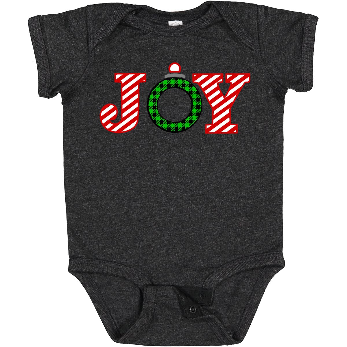 Inktastic Joy Christmas Ornament with Candy Cane Stripes Baby Bodysuit - Festive Holiday Outfit for Infants & Toddlers - Perfect for Christmas Photos, Family Gatherings & Holiday Parties
