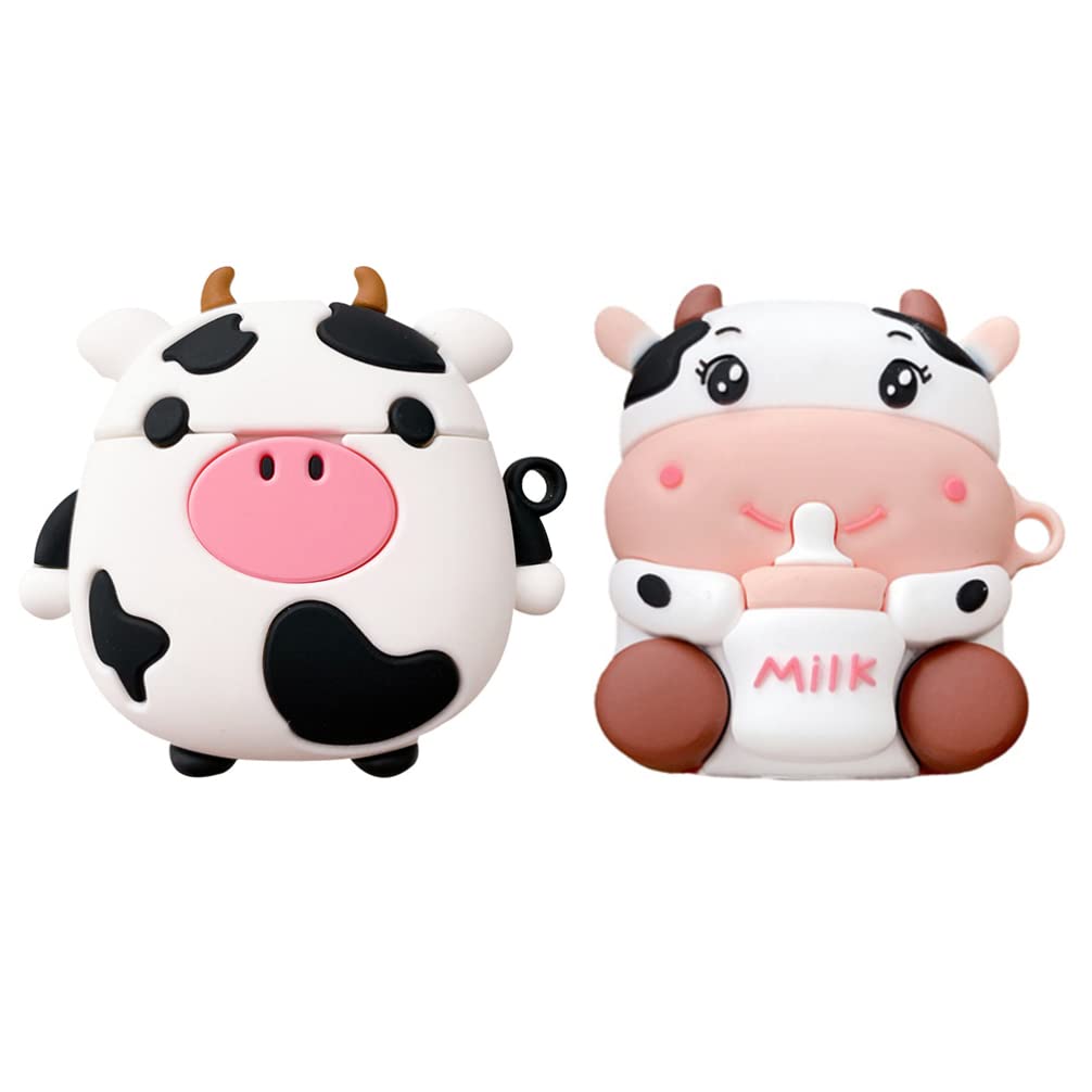 ARTIBETTER 2 Pack Cow Print AirPods Case Cover for AirPods 1 & 2 - Cute Protective Case for Girls, Women | Perfect for School, Work, Travel & Daily Use