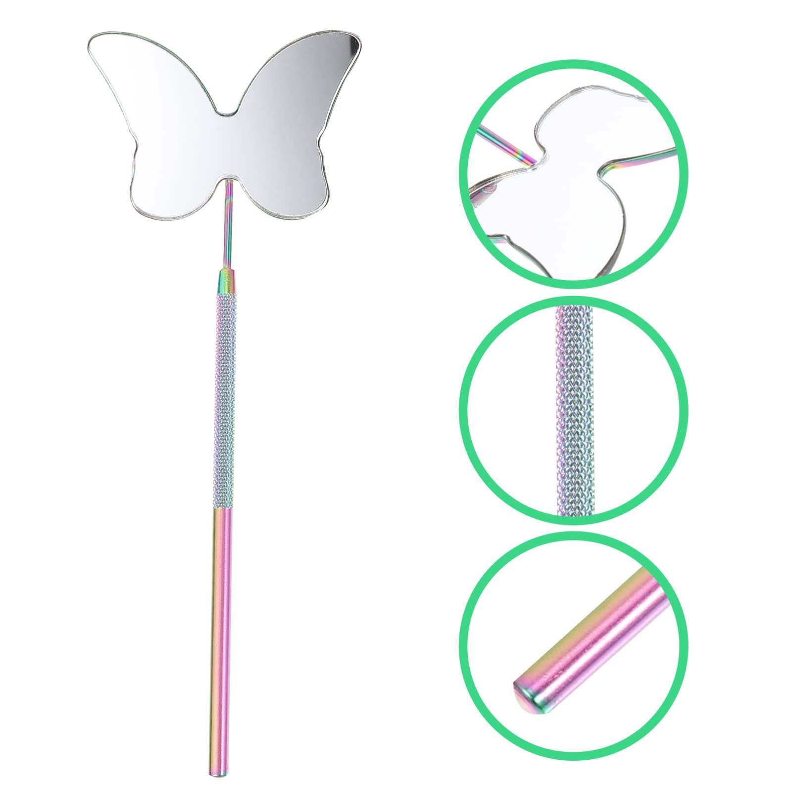 SOLUSTRE Detachable Eyelash Extension Mirror - Stainless Steel Handheld Lash Application Mirror for Professional & Home Use - Perfect for Eyelash Extensions, Makeup, Hairdressing & Beauty Salons