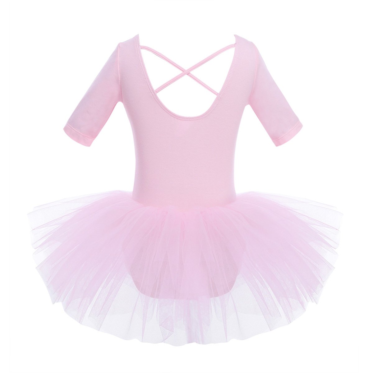 Freebily Girls Ballet Dance Dress with Ruffle Sleeves & Tutu Skirt - Gymnastic Leotard Costume for Ballet, Dance Recitals & Performance Wear