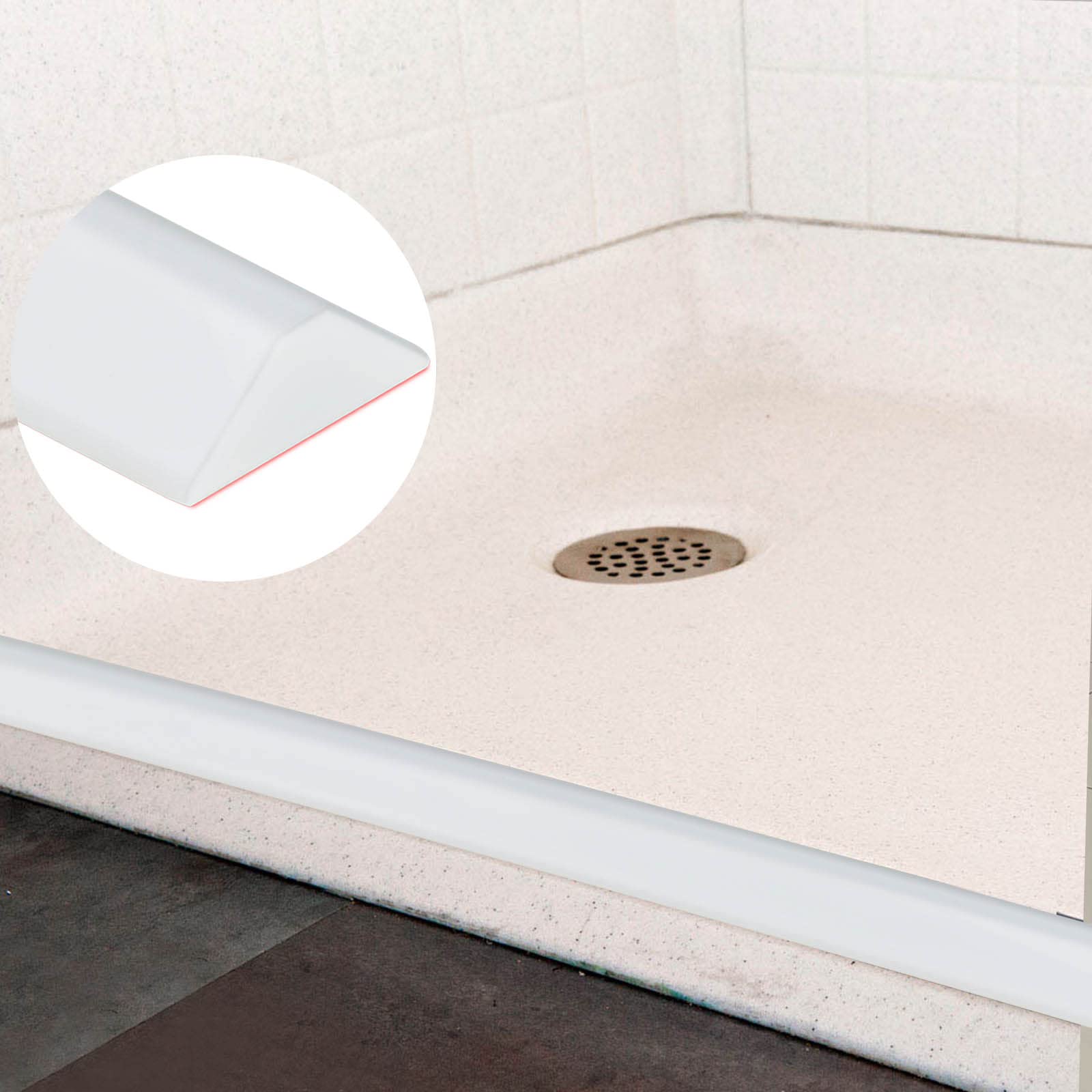 Raycity Collapsible Shower Threshold Water Dam Barrier - 39 Inch White Shower Door & Kitchen Water Strip for Wet/Dry Separation - Perfect for Bathroom, RV & Kitchen Water Leak Prevention