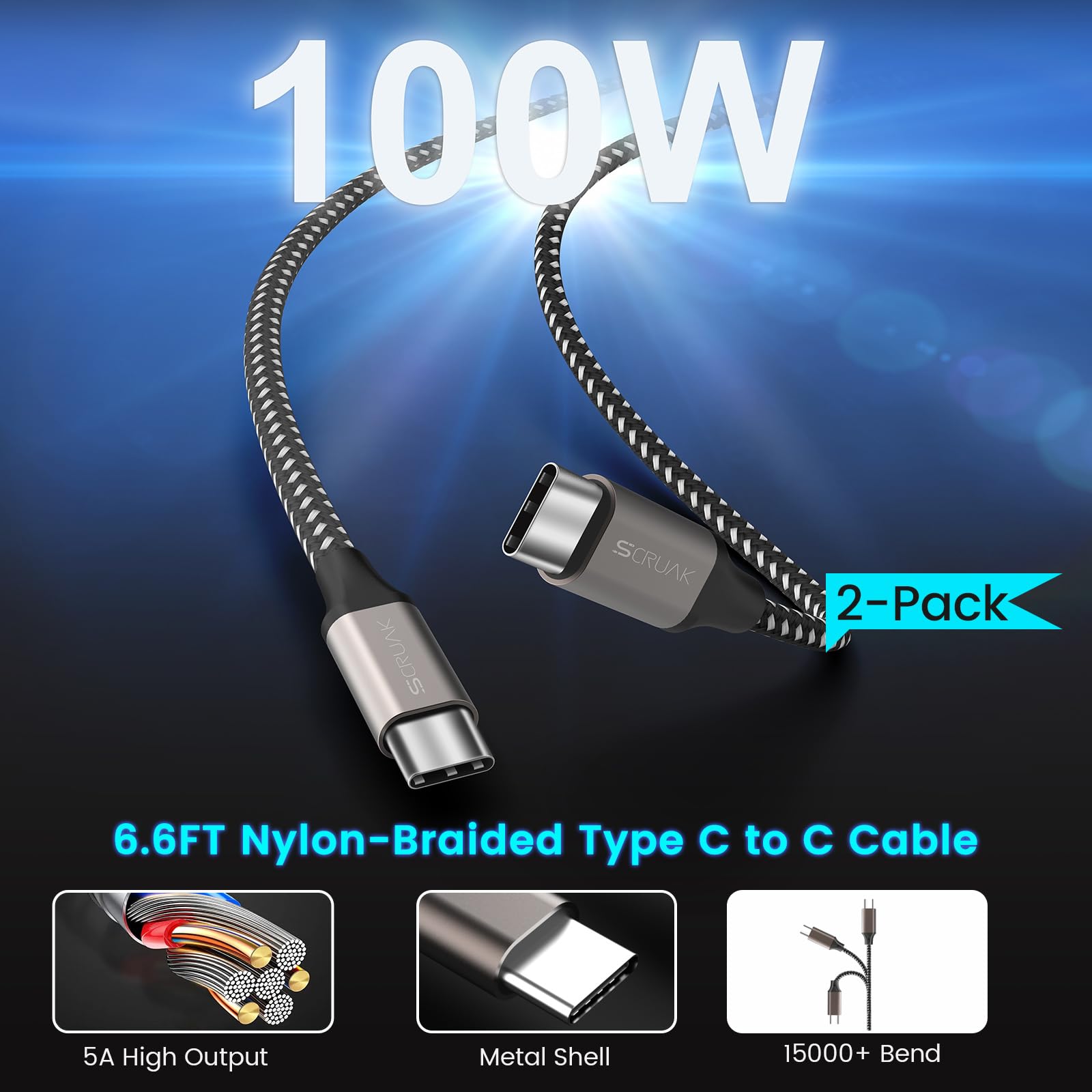 45W USB-C Fast Charger 2-Pack with 2X 6.6FT Type C Cables - Super Fast Charging Block for Samsung Galaxy S23/S22/S21/S20, Note 20/10, Tab S9/S8 - Perfect for Home, Office & Travel Charging