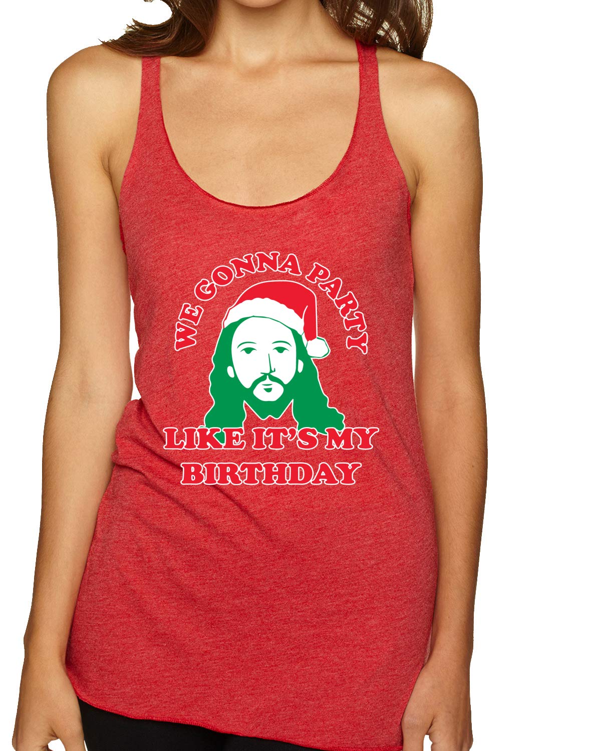 Fun Birthday & Christmas Tri-Blend Racerback Tank Top for Women | Soft Comfortable Party Wear | Perfect for Celebrations, Holidays & Festive Gatherings