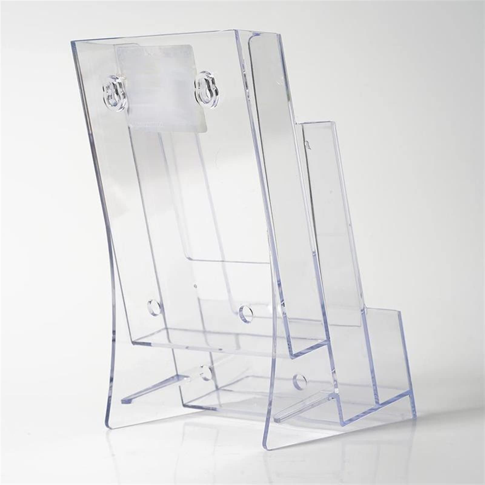 3 Grid Clear Acrylic Business Card Holder - Transparent Credit Card & Brochure Display Stand for Office Desk, Bank, Business Meetings | Premium Card Organizer for Professionals