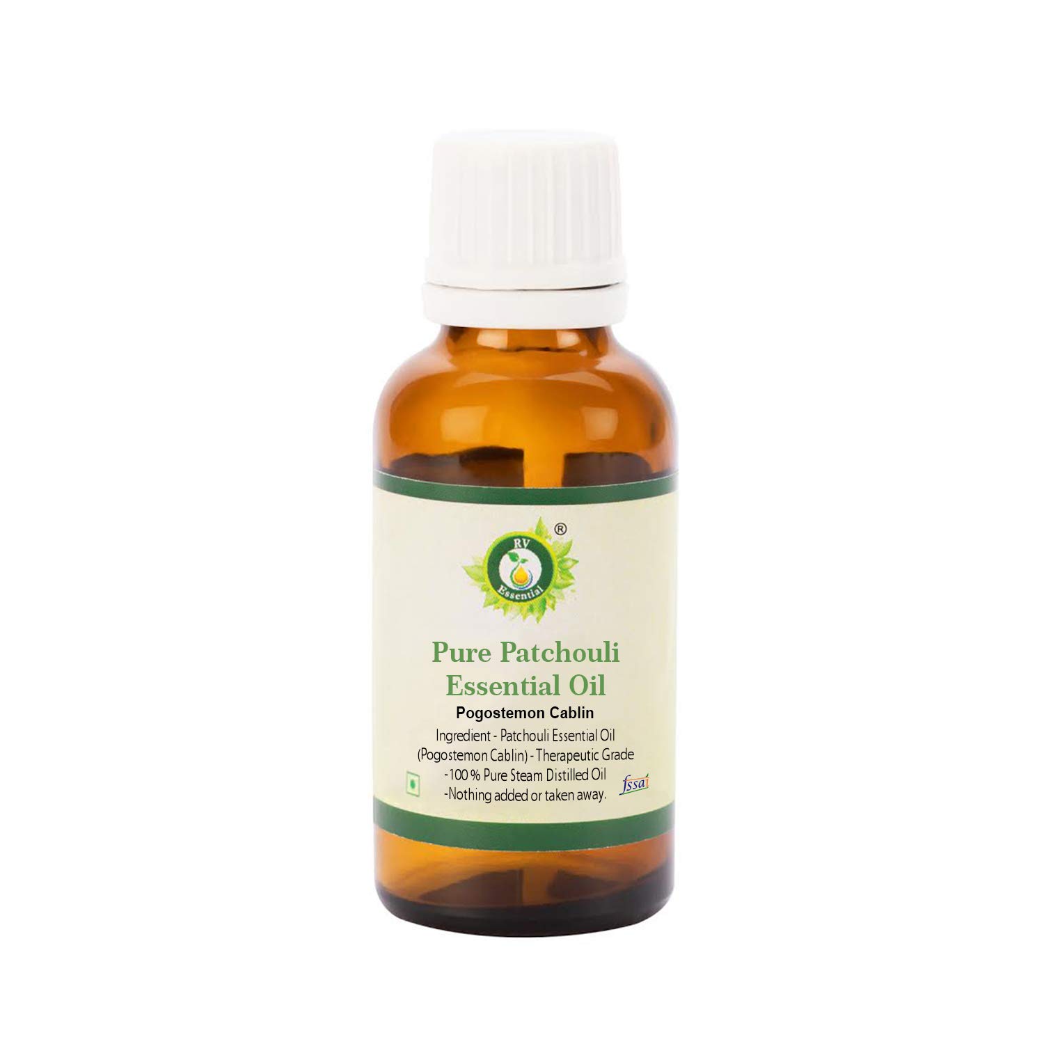 100% Pure Natural Patchouli Essential Oil (Pogostemon Cablin) - Steam Distilled Therapeutic Grade for Aromatherapy, Diffuser, Skin & Hair Care - 100ml (3.38oz) by R V Essential | Perfect for Relaxation, Meditation & Spa Treatments