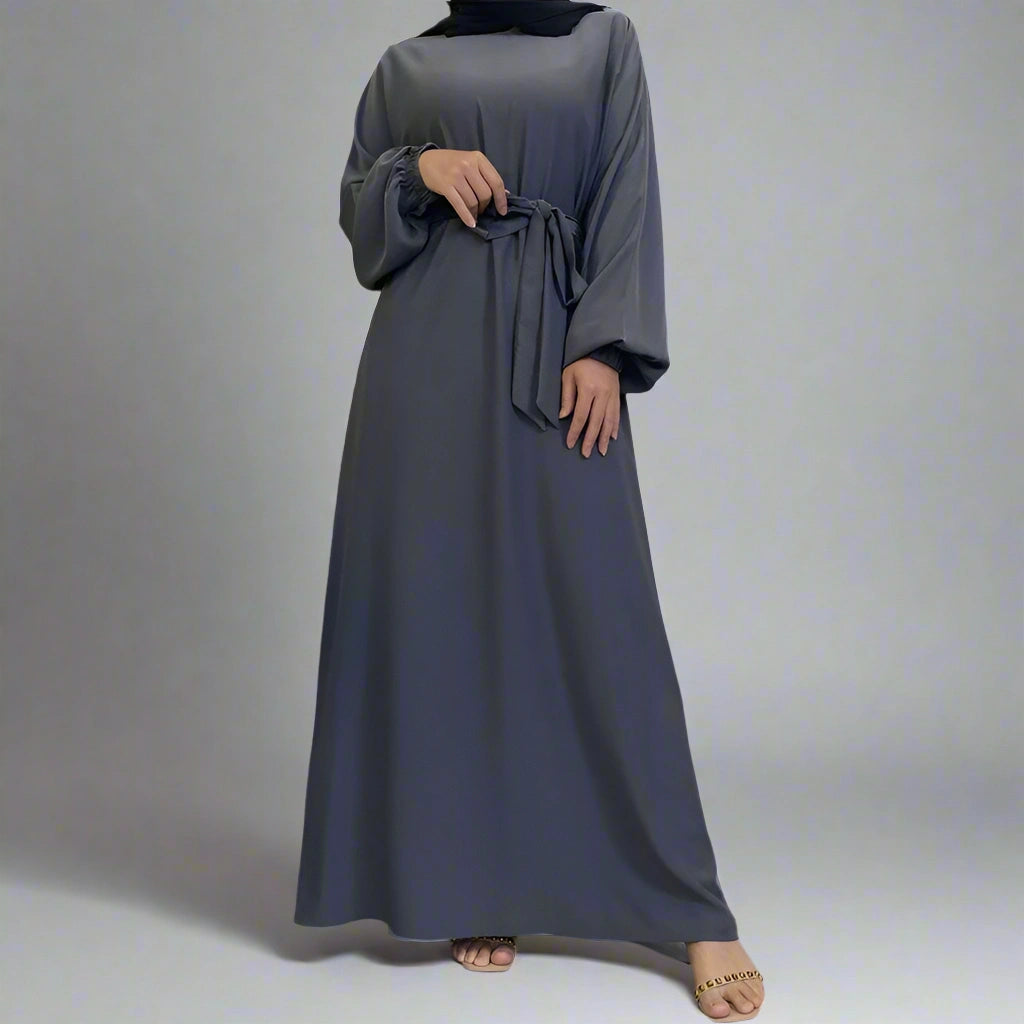 14 Color Options Elasticized Cuff Nida Abaya Dress With Pocket - Modest Muslim Dress for Prayer, Eid & Special Occasions