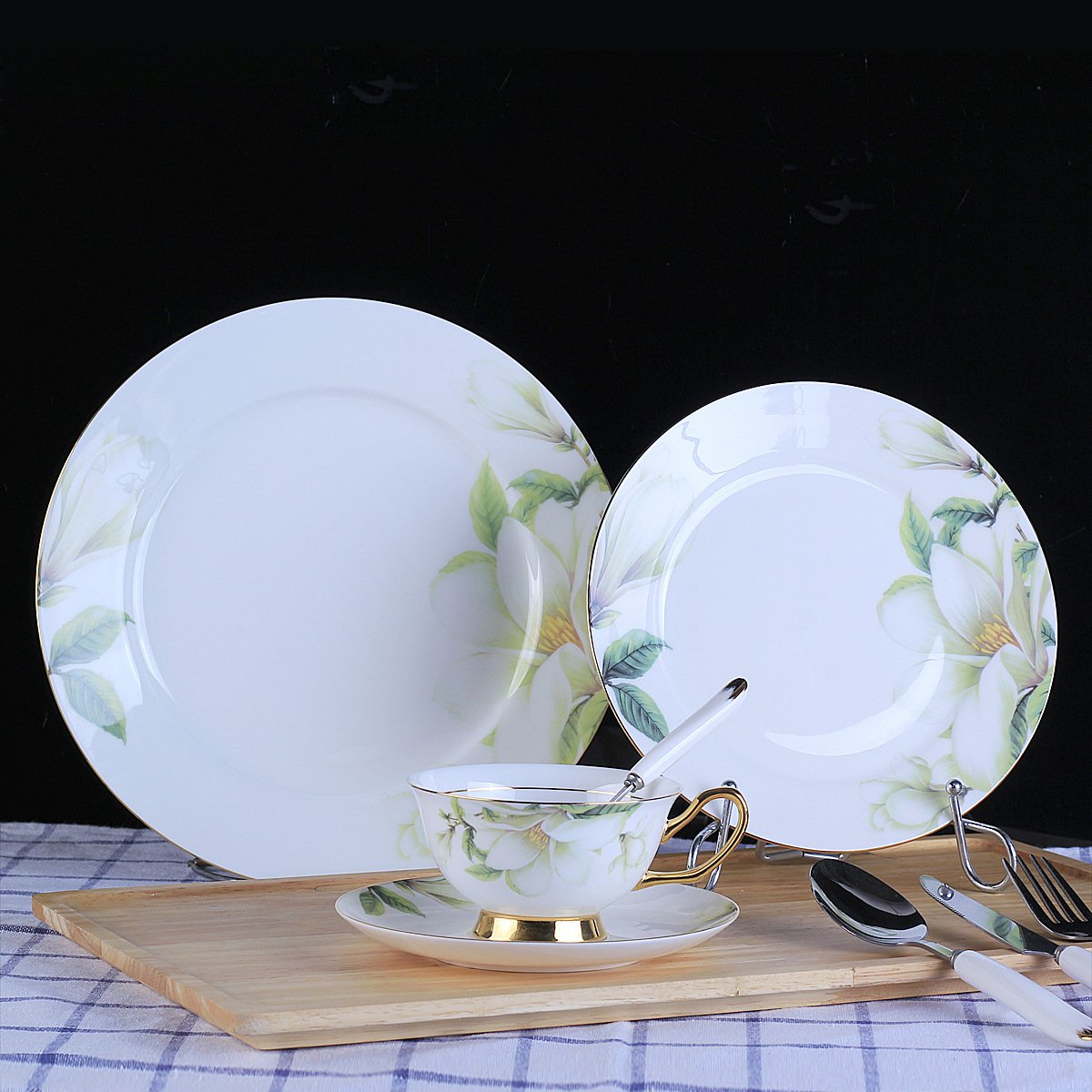 Premium 12-Piece Bone China Dinnerware Set for 4 - Elegant Plates & Bowls Set for Easter, Thanksgiving & Holiday Dining - Dishwasher & Microwave Safe Fine China Tableware