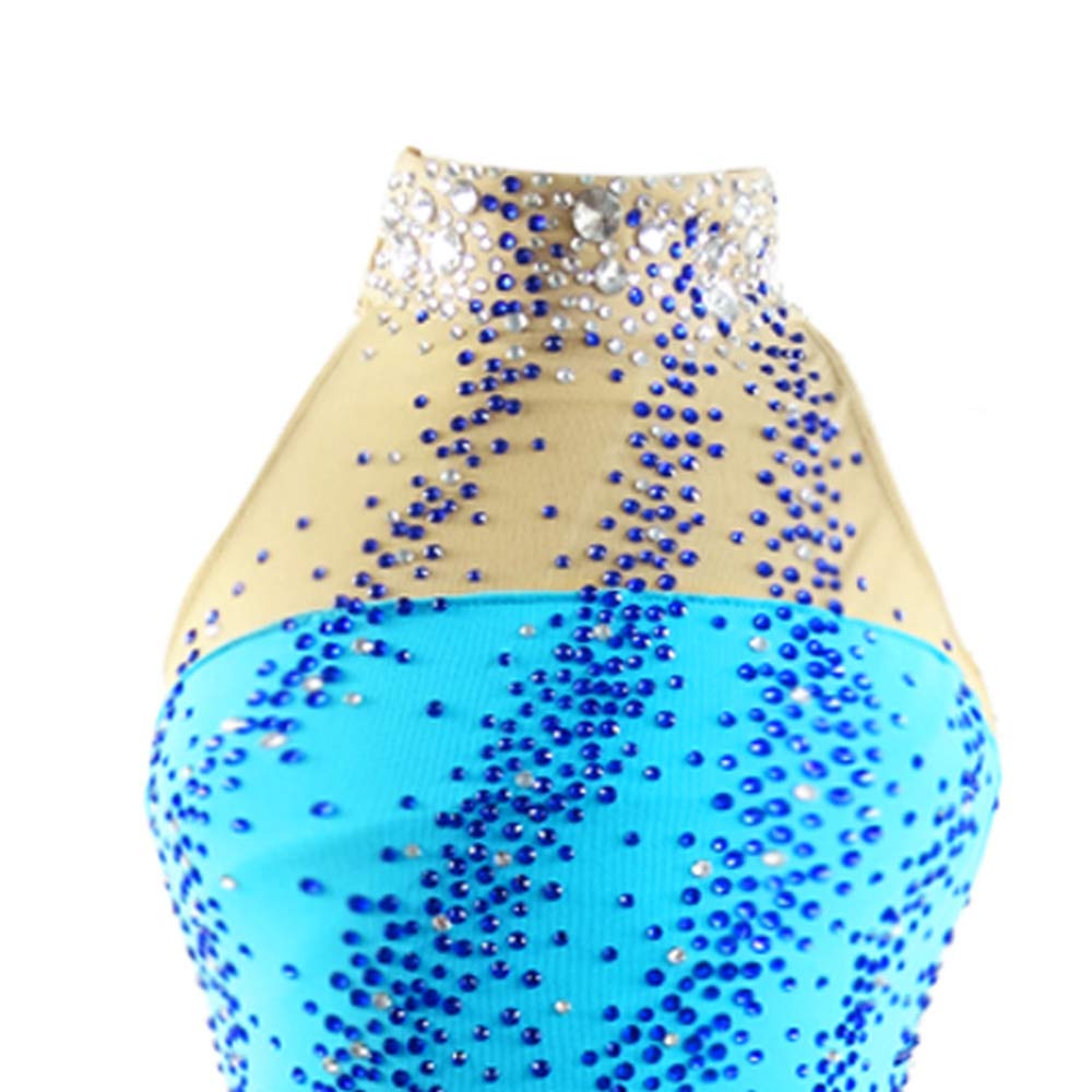 Women's Sleeveless Ice Skating Dress with Diamond Print - Competition & Performance Figure Skating Outfit for Girls & Ladies - Perfect for Ice Shows, Competitions and Practice Sessions