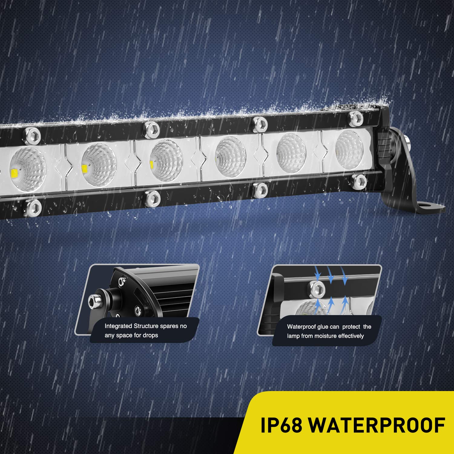 Nilight 2PCS 7 Inch 18W Ultra-Slim Single Row LED Flood Light Bar - Waterproof Offroad Fog Lights for Jeep, Truck, ATV, UTV, SUV, Tacoma, Subaru - Perfect for Night Driving, Work Lighting & Outdoor Adventures
