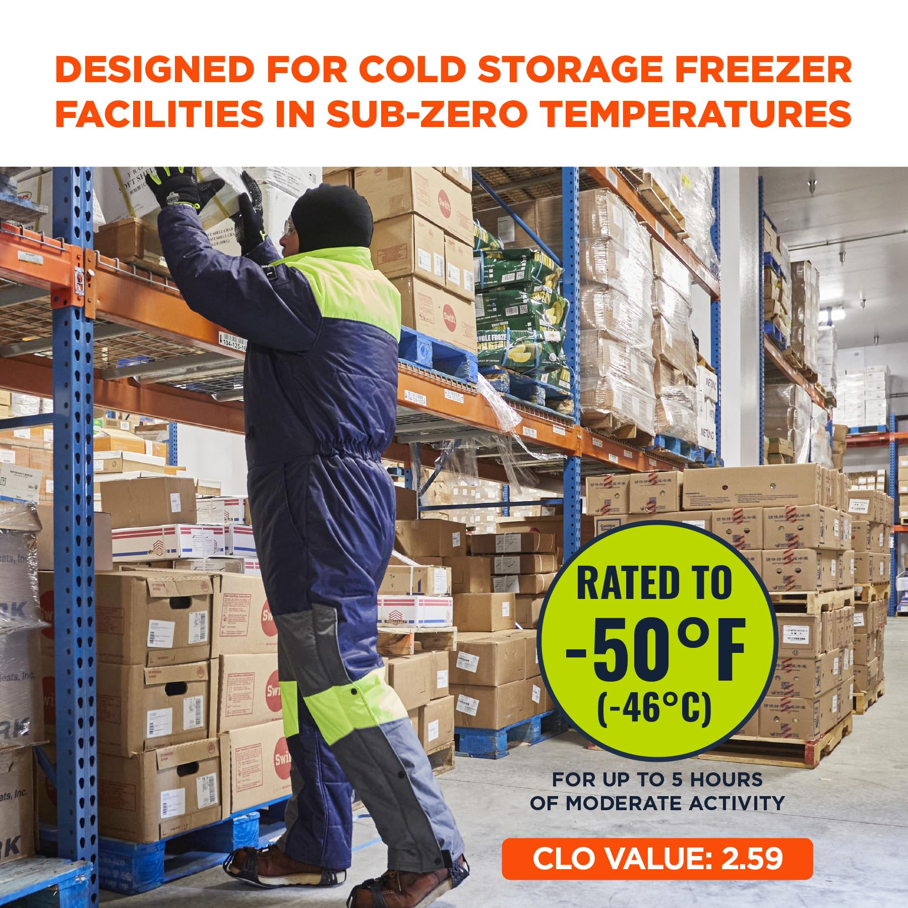 Ergodyne Unisex Adult Insulated Freezer Coveralls - Heavy Duty Cold Weather Workwear for Meat Processing, Food Storage & Industrial Freezer Workers