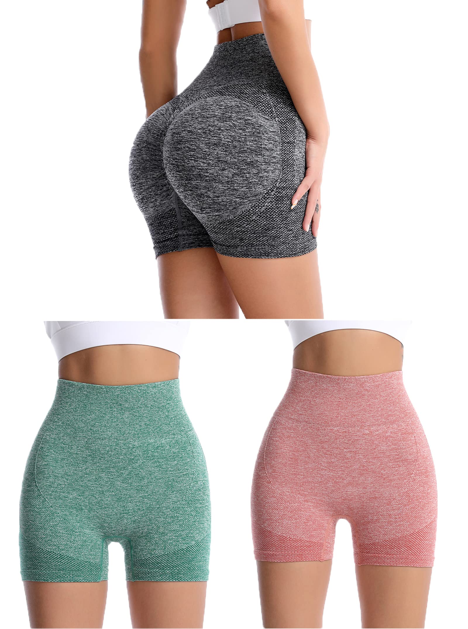 BemorRun Women's High Waisted Booty Lifting Workout Shorts - Tummy Control Scrunch Yoga Gym Athletic Shorts for Running & Fitness Training