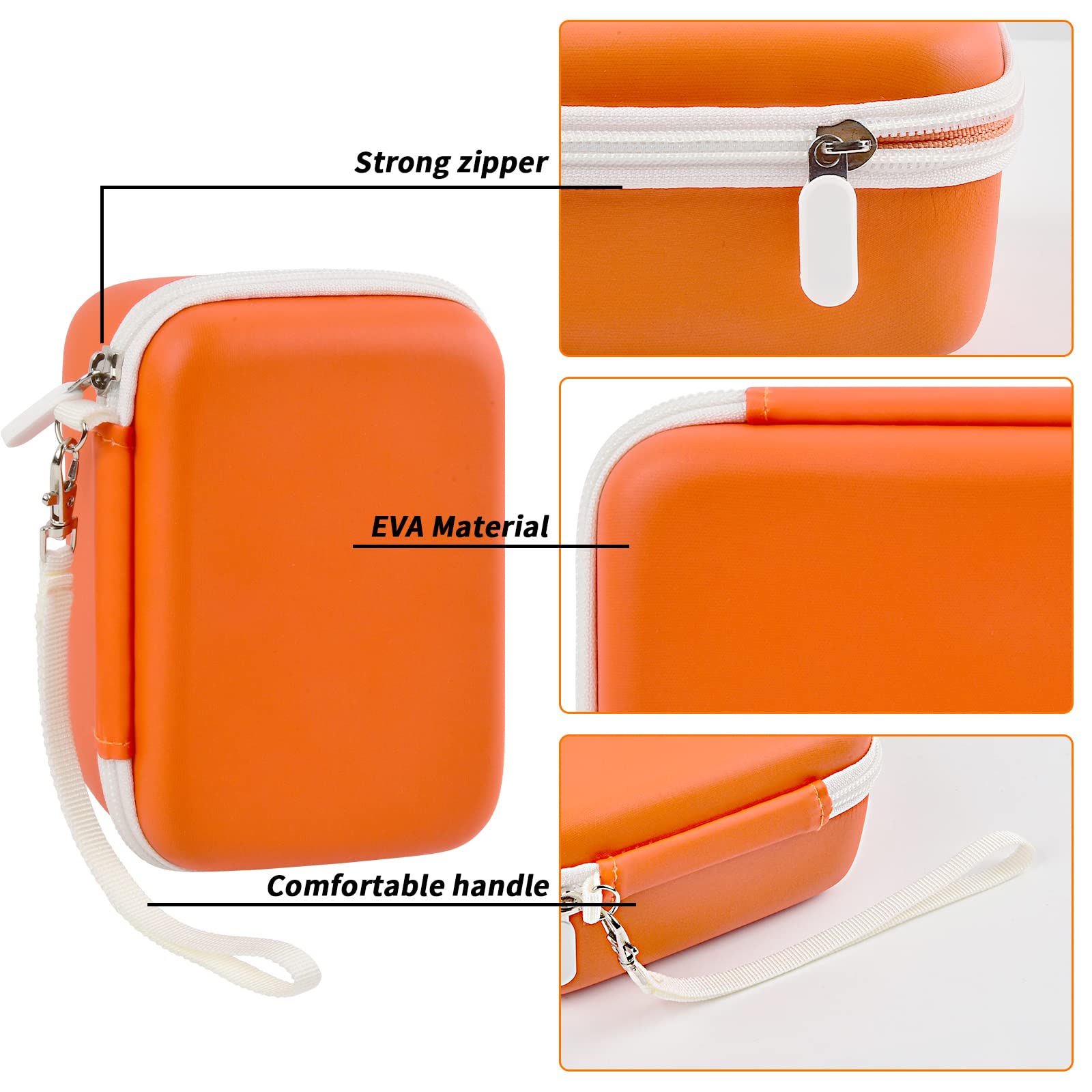 Casmilee Travel Case for Yoto Mini Kids Audio Player - Portable Holder Bag for Children's Speaker & Audiobook Cards - Orange - Perfect for Travel, School, and Home Use