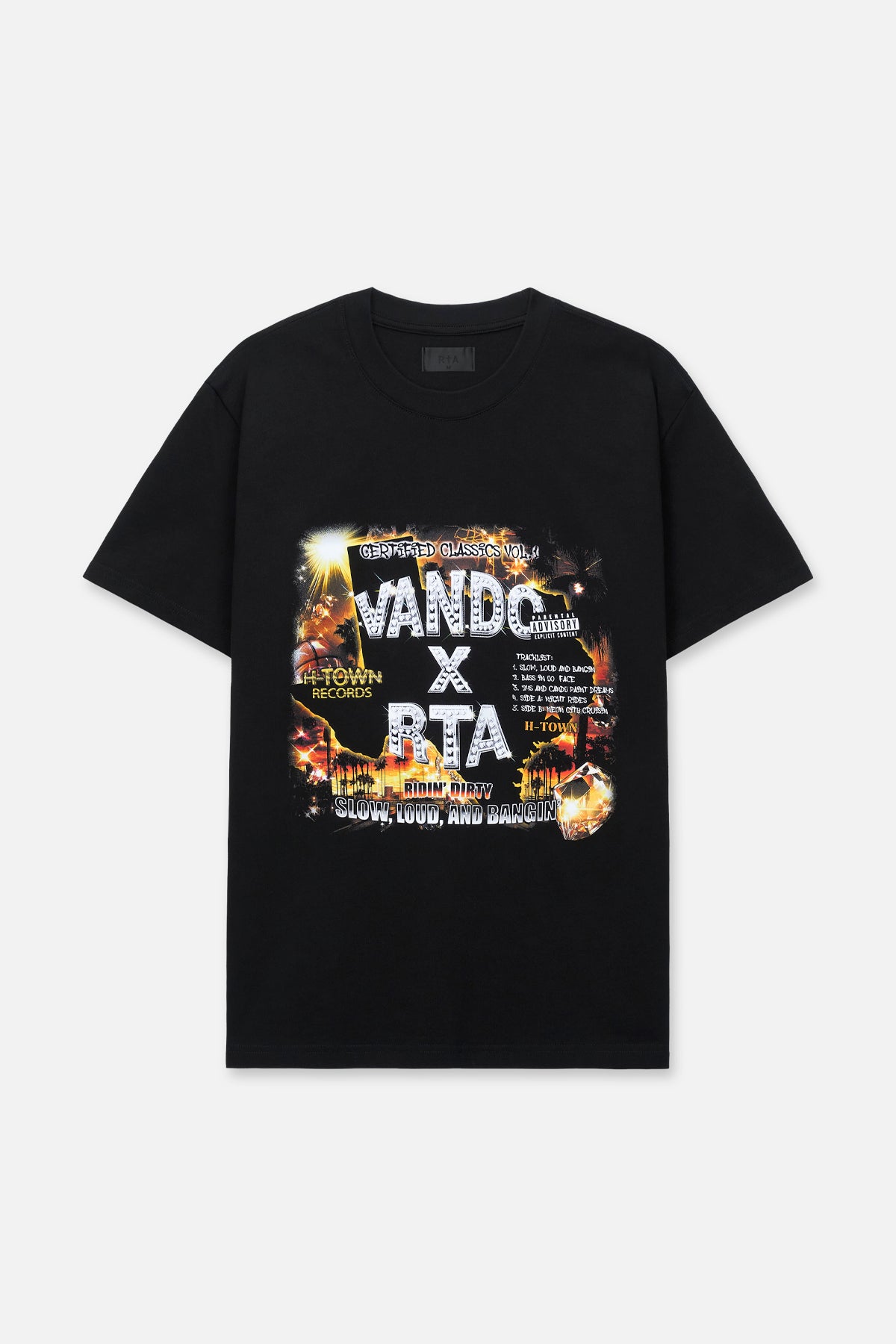 Liam Short Sleeve T-Shirt | Black H-Town Records Tee for Men - Casual Streetwear & Music Lovers Outfit