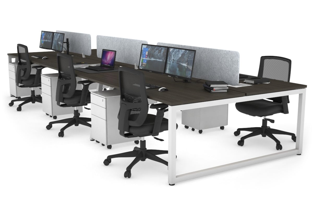 Quadro Loop Legs 6-Person Office Workstation - 1400L x 800W with Cable Management - Perfect for Open Office Layouts & Collaborative Workspaces