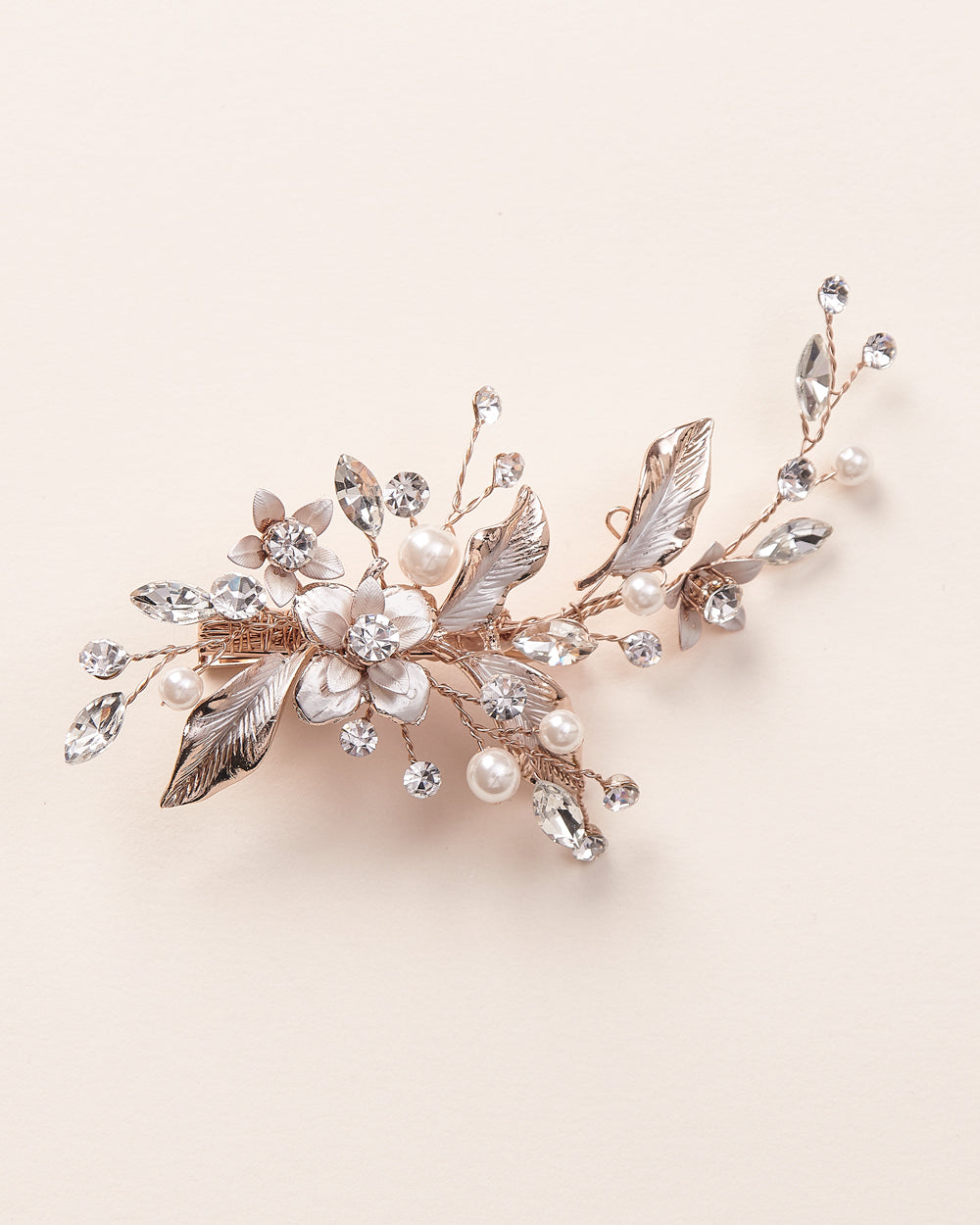 Elegant Petite Pearl & Floral Hair Clip for Women - Delicate Hair Accessories for Bridal, Wedding, Party & Everyday Wear