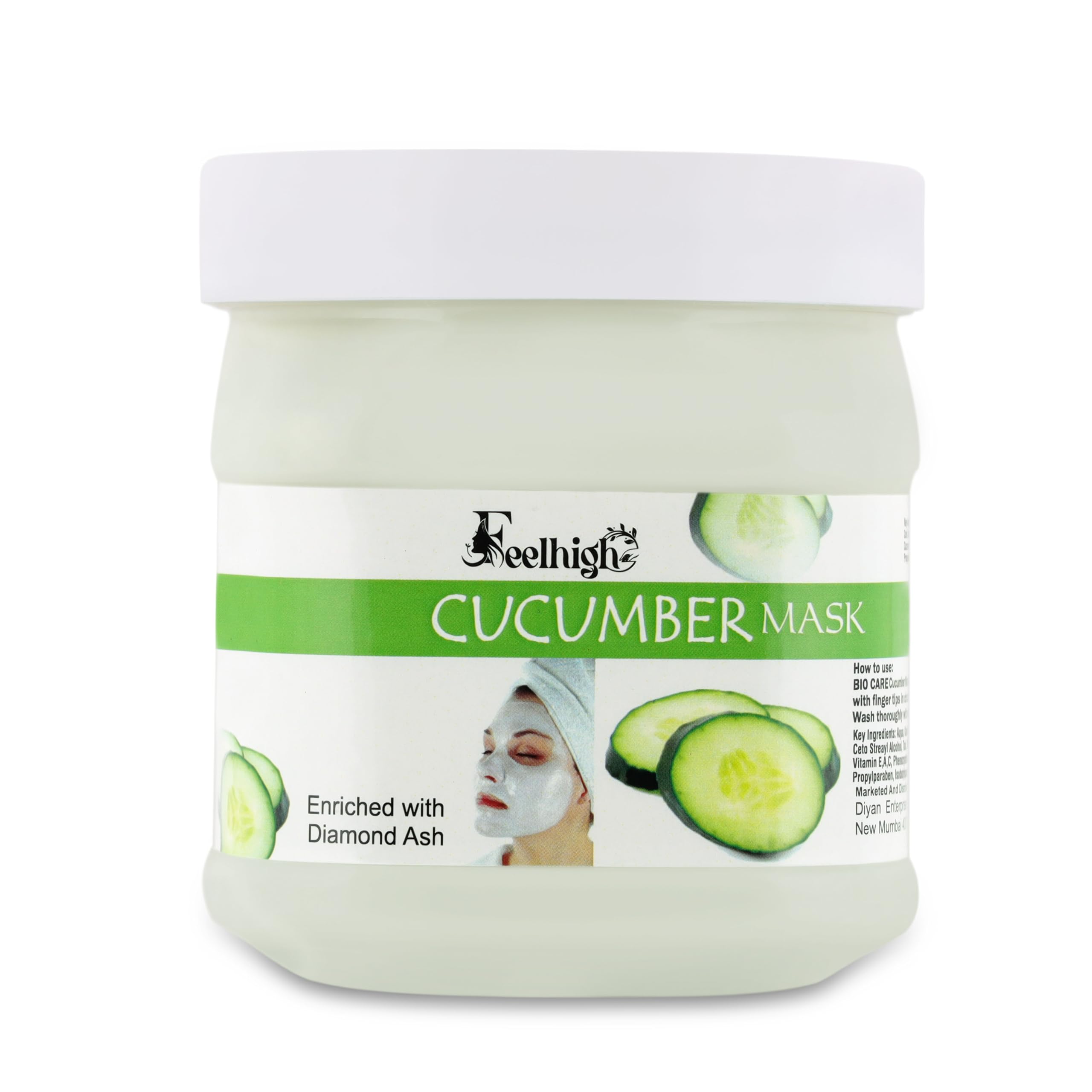 Feelhigh Cucumber Skin Calming Face Mask - Natural Ingredients for Instant Glow & Tan Removal - Paraben & Sulfate Free Facial Treatment for Women & Men (500g) - Perfect for Post-Sun Care & Daily Skin Refresh