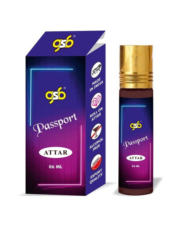 GSB Passport Pure Natural Attar Perfume Roll On - Alcohol-Free, Long-Lasting & Undiluted Unisex Fragrance (6ml) | Perfect for Travel, Daily Wear & Gifts