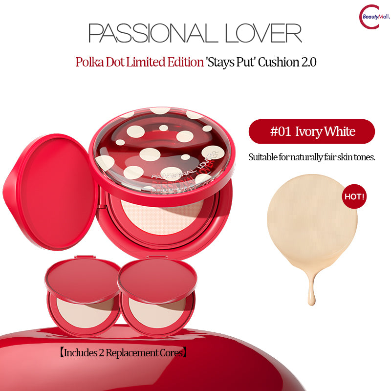 PASSIONAL LOVER Polka Dot Series Invisible Smudge-Proof Cushion Foundation - Long Lasting Matte Finish for Flawless Coverage | Perfect for Daily Wear, Special Occasions & On-The-Go Touch Ups