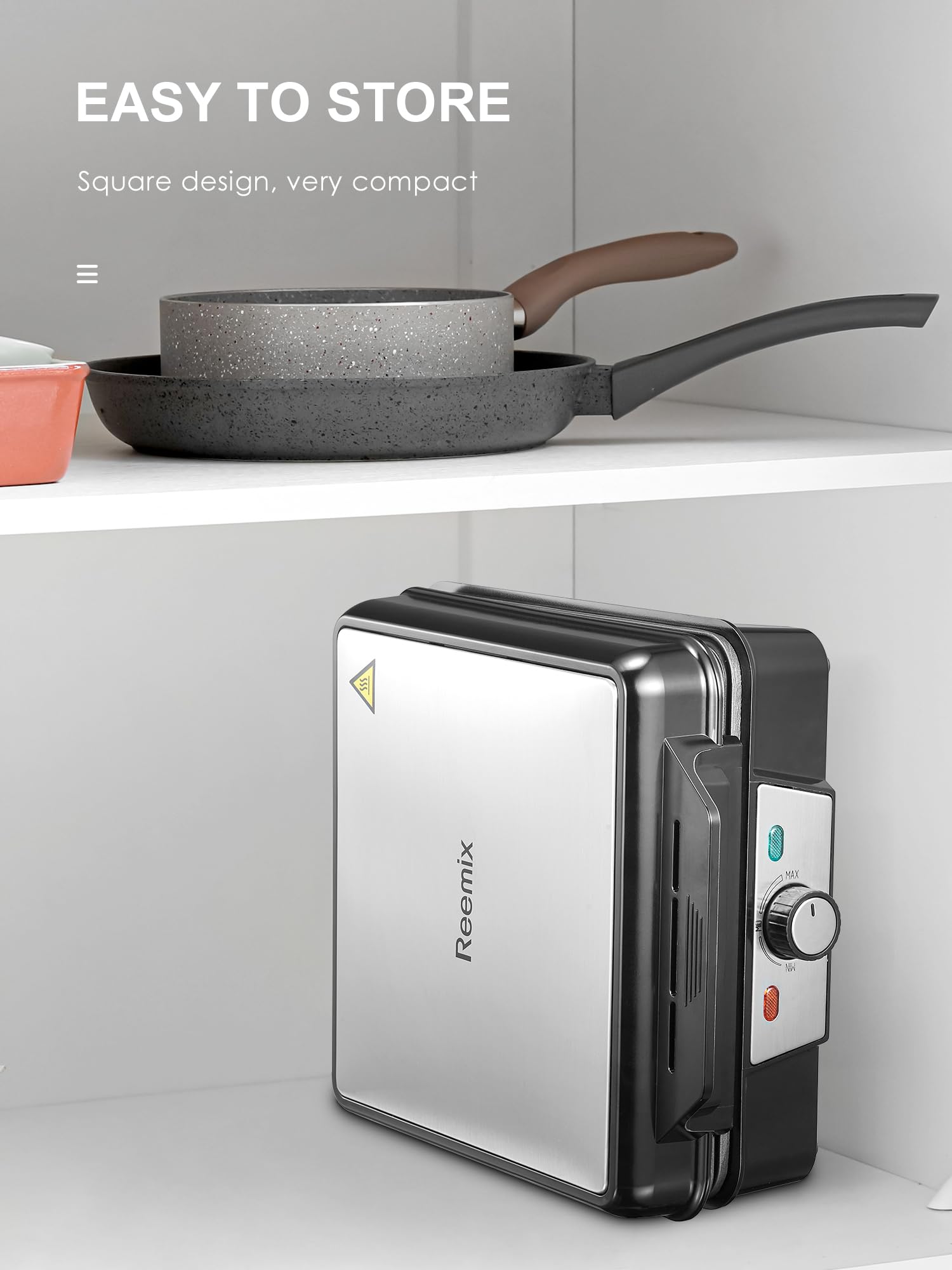 Premium Belgian Waffle Maker 4-Slice 1200W - Adjustable Browning Control, Non-Stick Plates, Anti-Overflow Design with Indicator Lights (Silver/Black) - Perfect for Breakfast, Brunch, and Family Gatherings