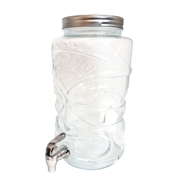 BarConic® 1.6 Gallon Glass Tiki Drink Dispenser with Spigot - Perfect for Tropical Parties, Luaus & Summer Beverage Serving