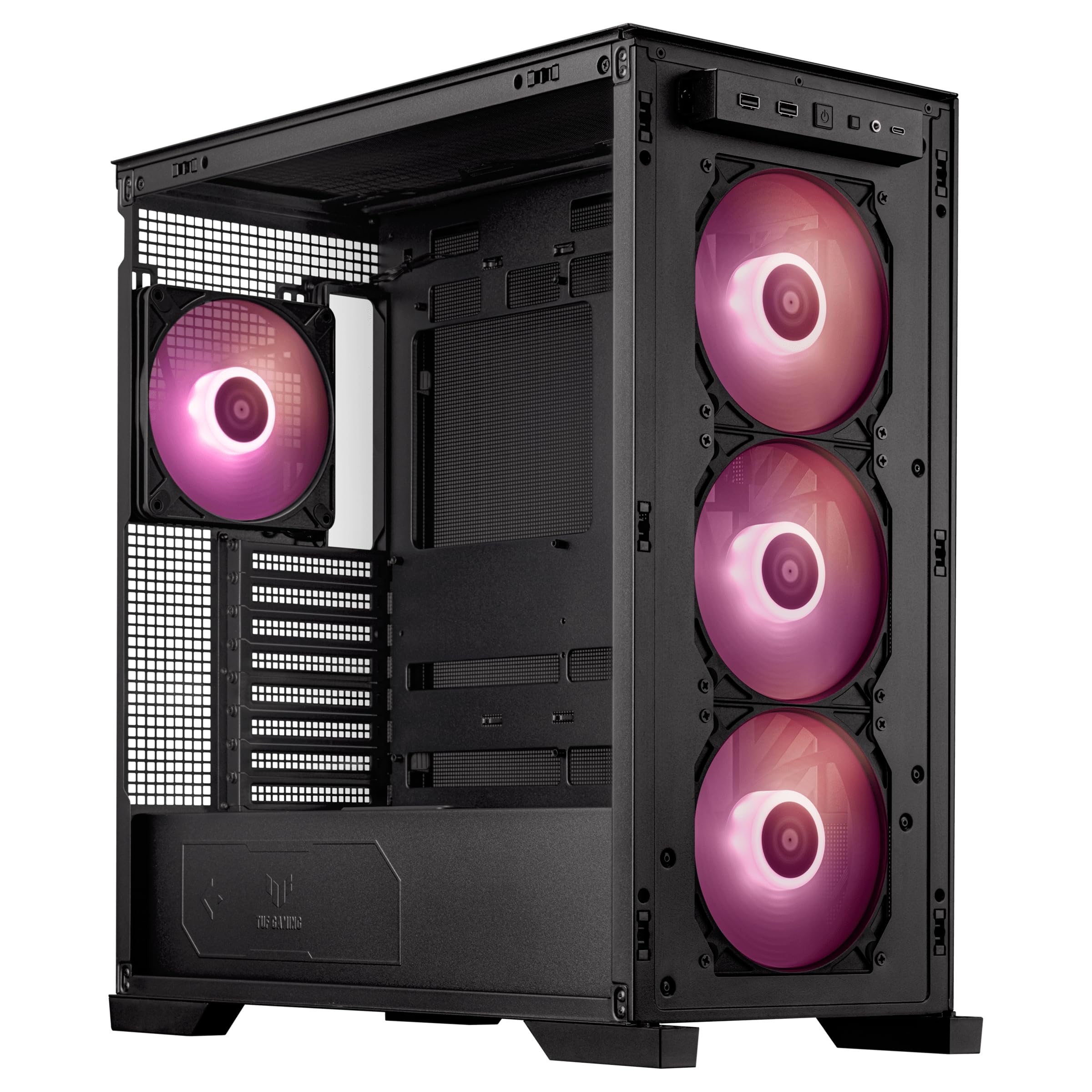 ASUS TUF Gaming GT302 ARGB ATX Mid-Tower PC Case - High Airflow with 4x140mm ARGB Fans, Interchangeable Tempered Glass/Mesh Panels, BTF Hidden-Connector Motherboard Support | Black | Ideal for Gaming Rigs & High-Performance PC Builds