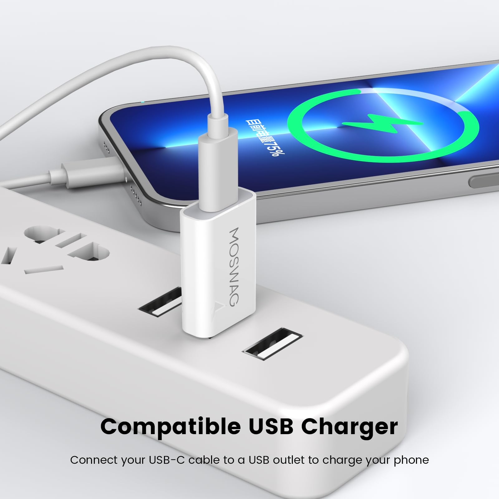 MOSWAG 4 Pack USB to USB C Adapter - USB C Female to A Male OTG Converter - Compatible with MacBook Pro, iMac, Laptops, PC - Fast Data Transfer & Charging for Apple MagSafe, Computers, Smartphones - Perfect for Home, Office & Travel Use