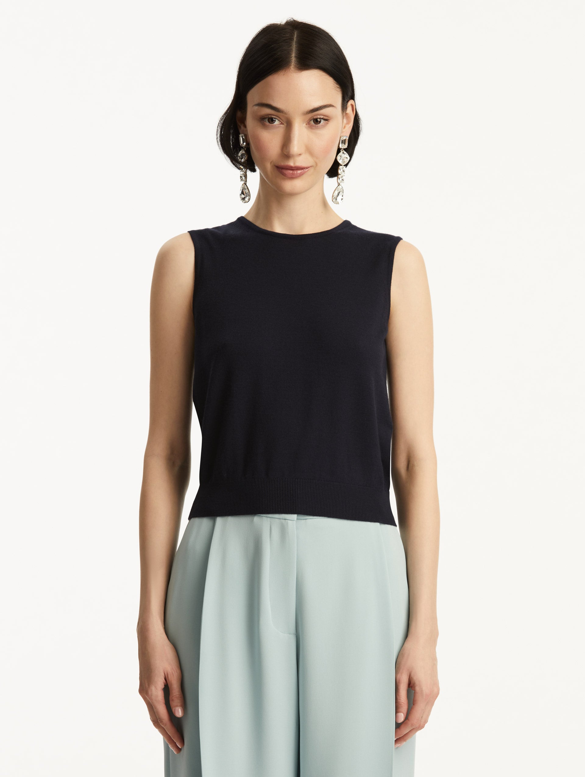 Women's Crew Neck Tank Top - ON144 Navy Blue | Casual Wear, Workout, Layering, Summer Outfits