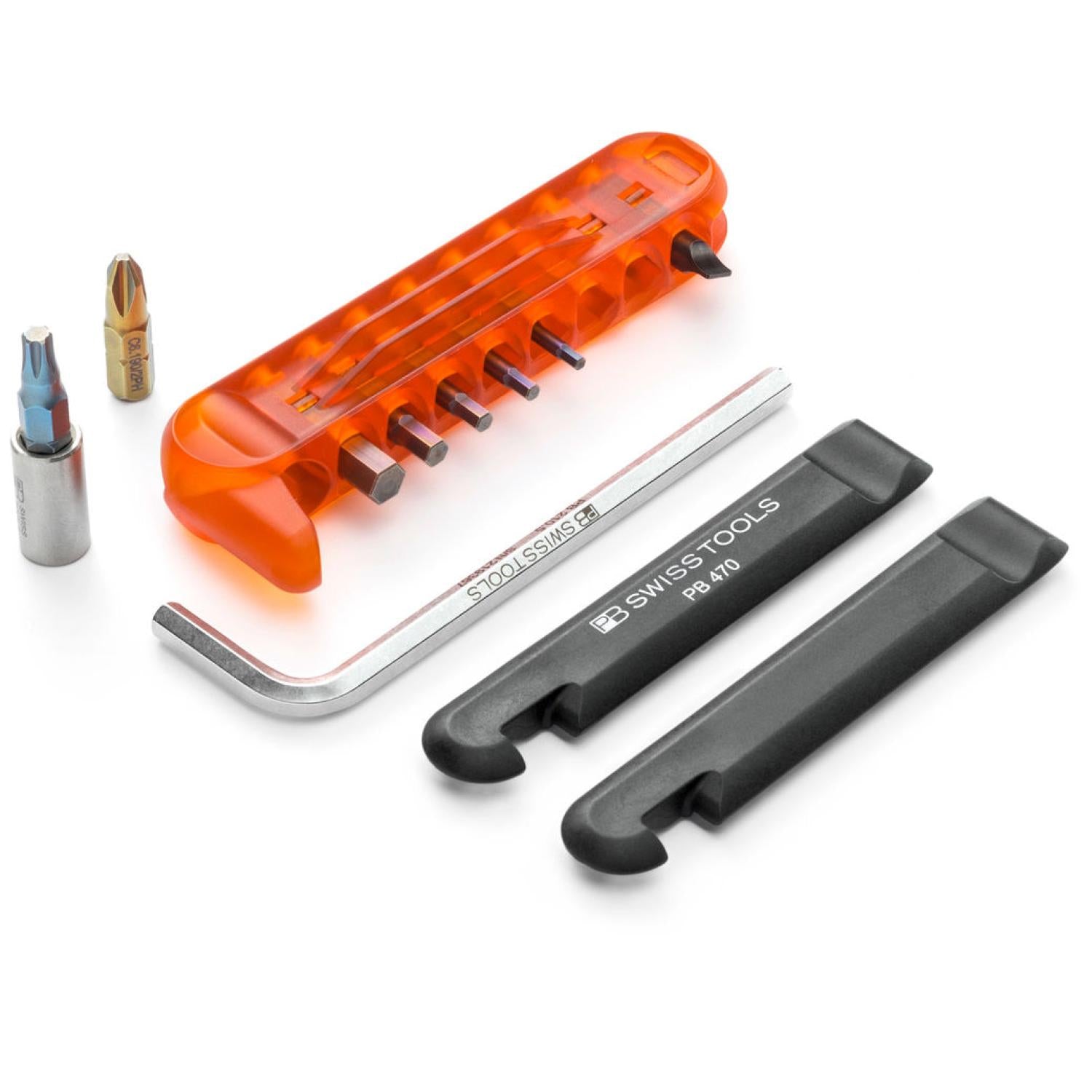 PB Swiss Tools PB 470.Red CBB BikeTool - 9-in-1 Pocket Multitool with Screwdrivers & Tire Levers | Compact Cycling Repair Kit for Road & Mountain Bikes