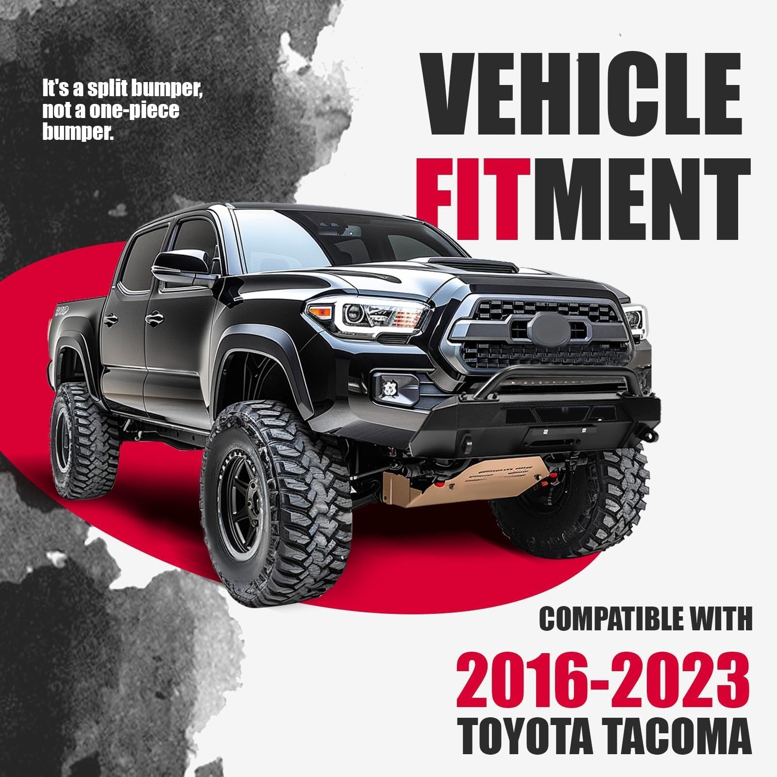 Kojem Steel Winch Bumper with Push Bar & Grill Guard - Compatible with 2016-2023 Toyota Tacoma | Heavy Duty Black Front Bumper Protector | Perfect for Off-Roading, Hunting & Truck Protection