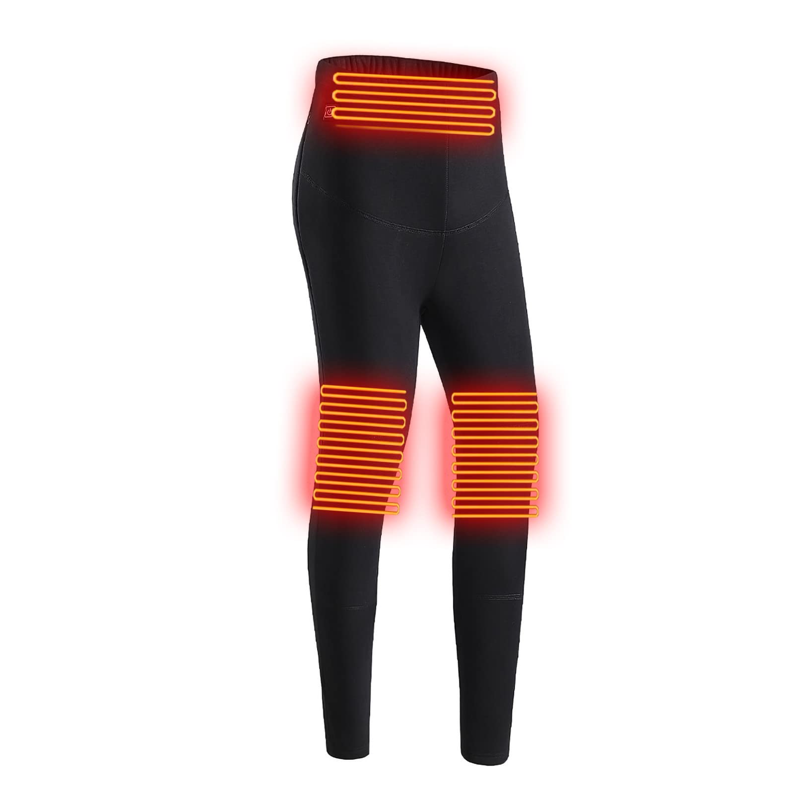 Lucktop Women's Heated Pants - Plus Size Winter Warm Fleece Leggings with Elastic Waist | USB Rechargeable Thermal Pants for Outdoor Activities, Skiing, Hiking & Cold Weather