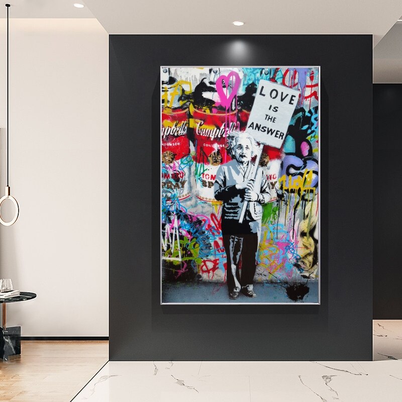 Banksy Love is the Answer Canvas Wall Art Print - Street Art Home Decor for Living Room, Bedroom & Office