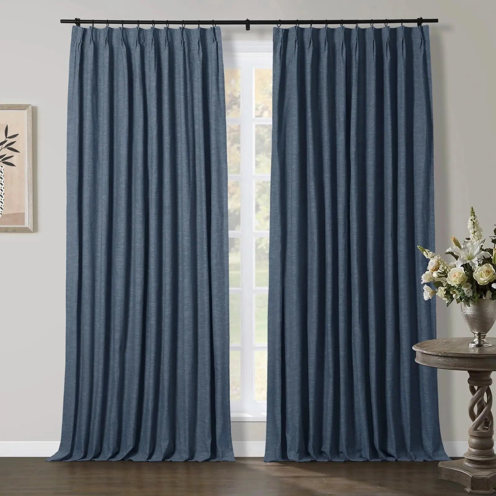 Luxury Linen Cotton Pleated Curtains - Blackout Drapes for Living Room & Bedroom - Elegant Home Decor Window Treatments