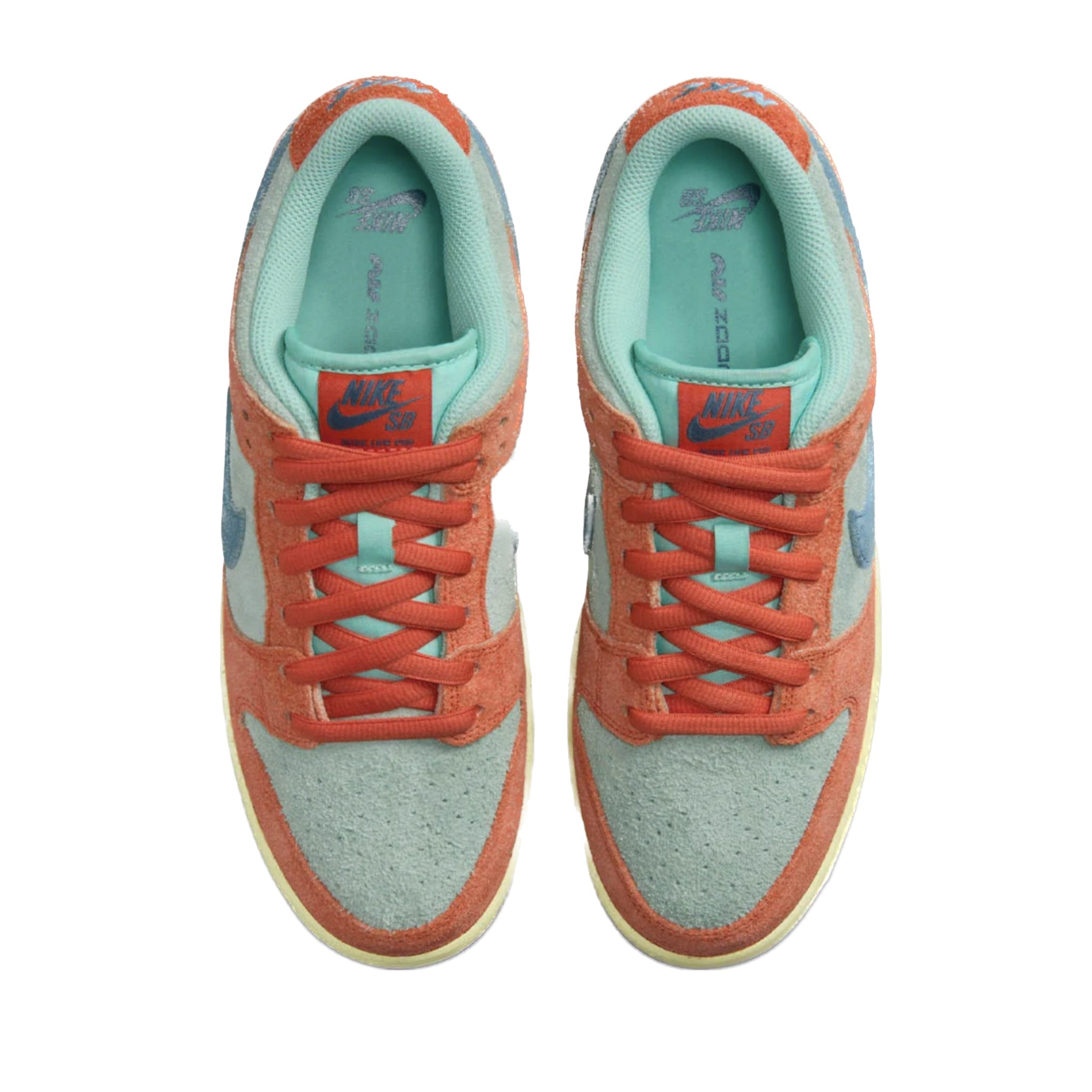 Nike SB Dunk Low Sneakers - Orange Emerald Rise, Orange Noise, Aqua, Lemon Chiffon Colorway | Skateboarding Shoes for Men & Women | Perfect for Streetwear & Casual Wear