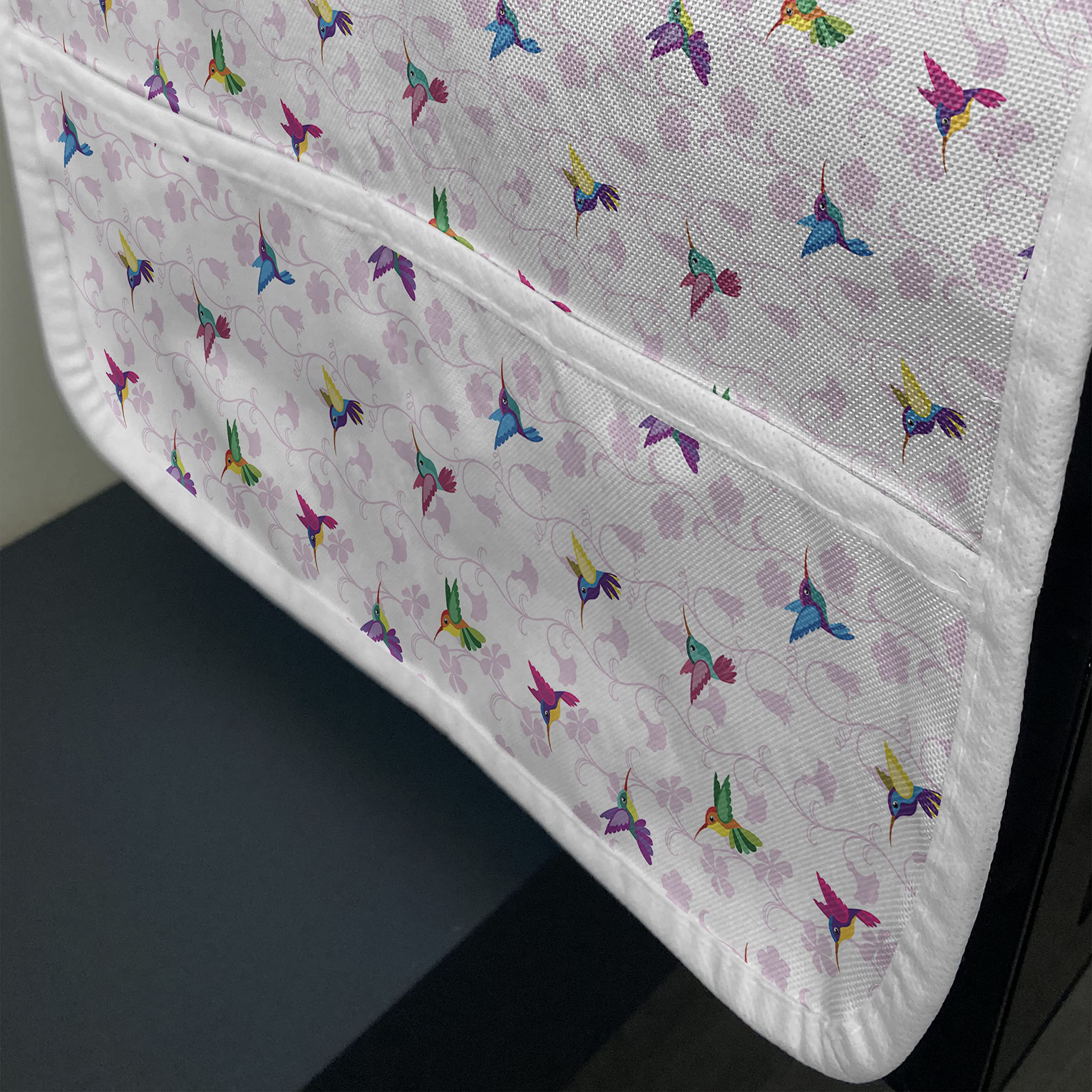 Ambesonne Waterproof Microwave Cover with Pockets - Vibrant Hummingbird & Floral Design, 36