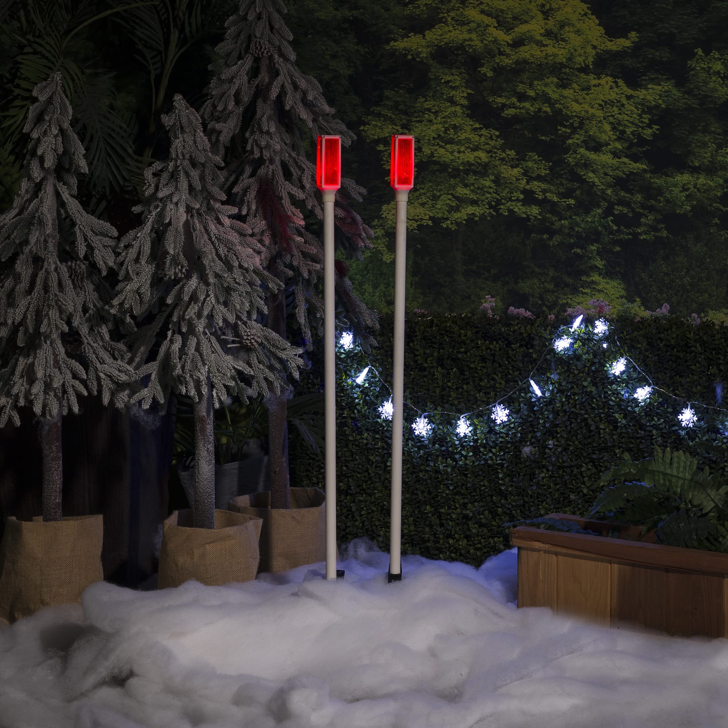 Alpine Corporation 43-Inch Solar-Powered LED Driveway Markers with Red Lights - Set of 2 for Enhanced Nighttime Visibility & Safety in Driveways, Walkways, and Gardens