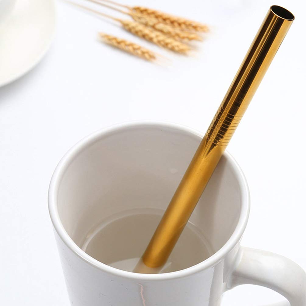 Eco-Friendly Stainless Steel Straws Set - Reusable Drinking Straws for Coffee, Tea, Smoothies & Milk - Rustproof & Durable Metal Straws for Home, Office, Travel & Parties