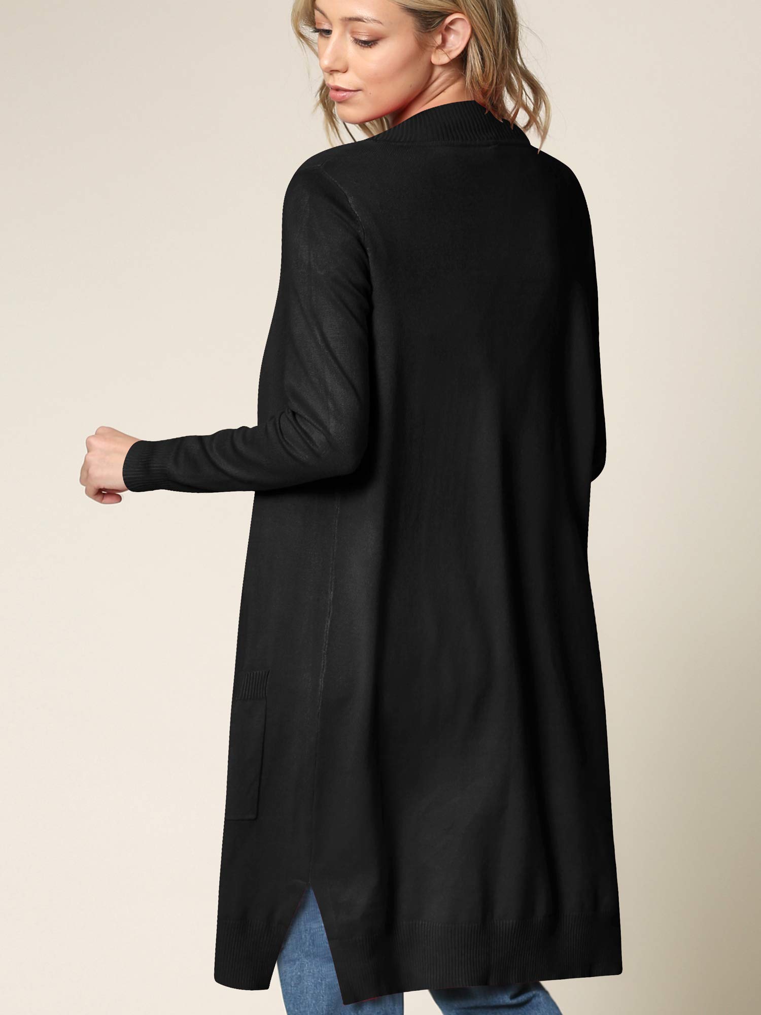 Johnny Women's Open Front Long Sleeve Knit Cardigan Sweater with Pockets - Cozy Casual Wear for Fall & Winter, Perfect for Office, Lounge and Coffee Dates