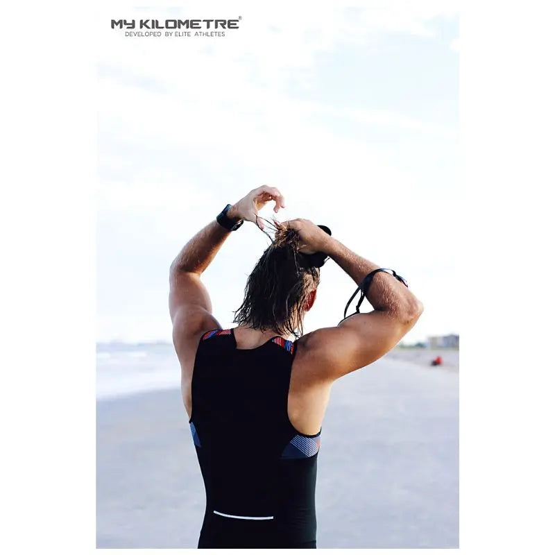 Men's Triathlon Suit Sleeveless - Triathlon Race Suit for Swim Bike Run | Lightweight Quick-Dry Skinsuit for Competitive Training & Ironman Events