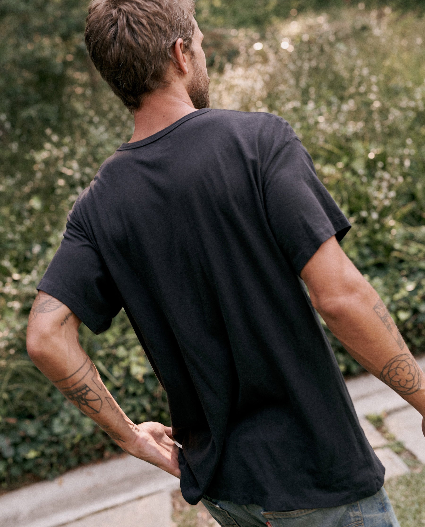 Men's Boxy Crew Neck T-Shirt - Almost Black | Casual Comfort Fit for Everyday Wear