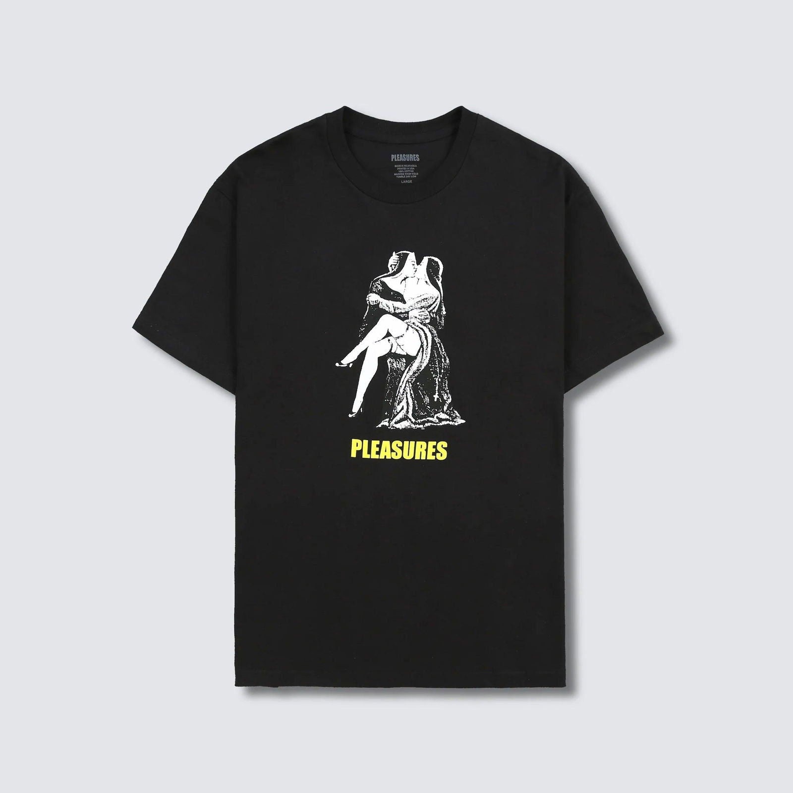 PLEASURES French Kiss Graphic T-Shirt for Men & Women - Vintage Retro Style Cotton Tee - Perfect for Casual Wear, Street Fashion, and Music Festivals